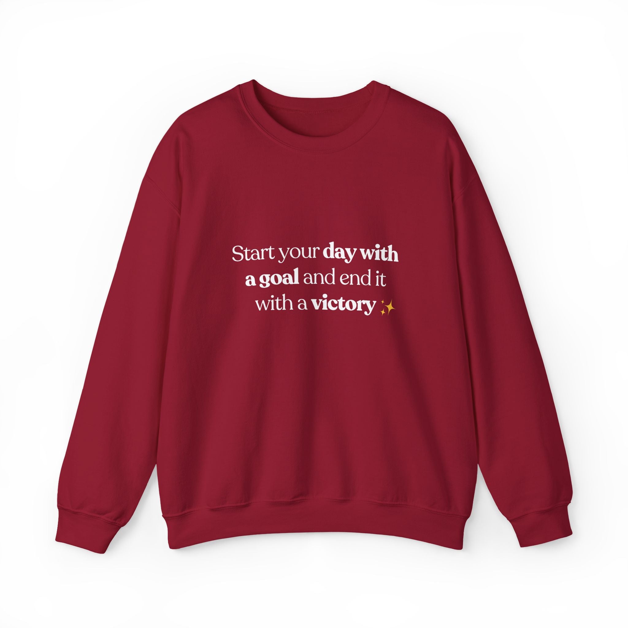 Inspirational Crewneck Sweatshirt — "Start your day with a goal and end it with a victory" - Eamden