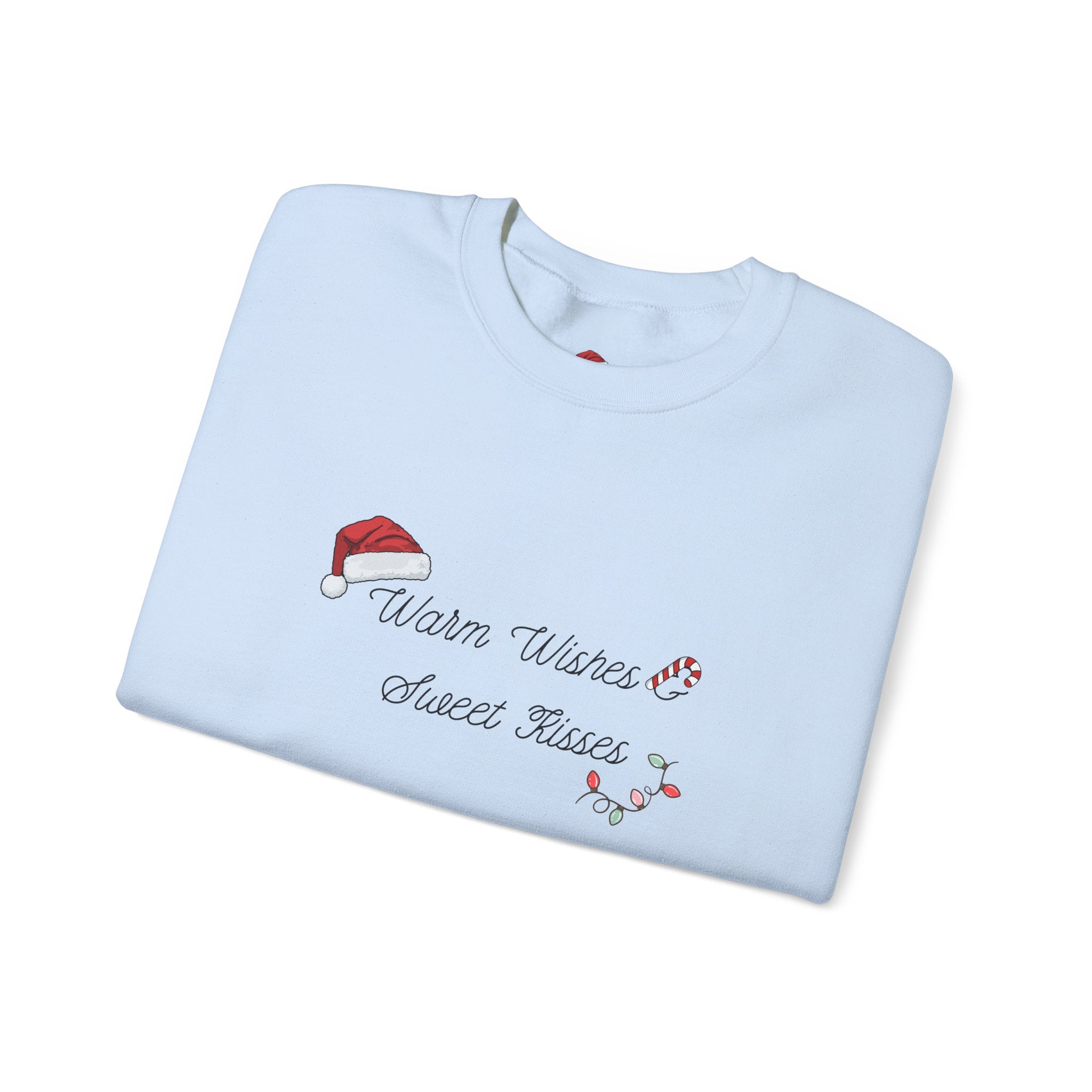 Crewneck Sweatshirt — "Warm Wishes & Sweet Kisses" Candy Cane Christmas Design - Eamden