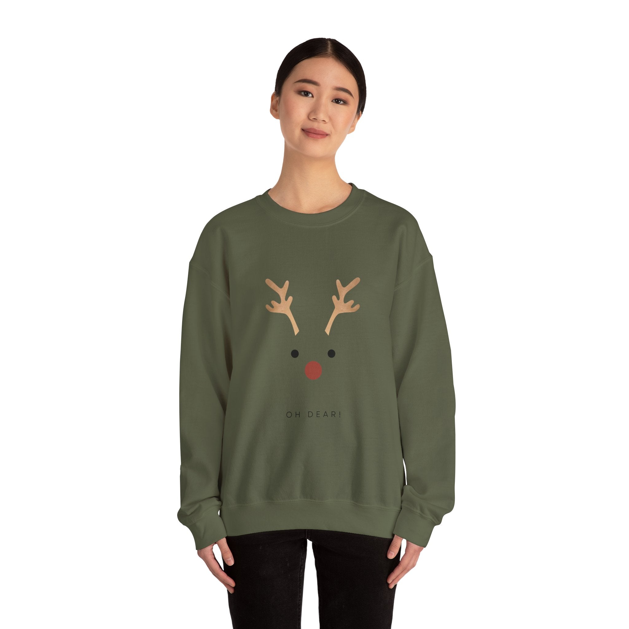 Reindeer Face 'Oh Dear!' Crewneck Sweatshirt - Eamden