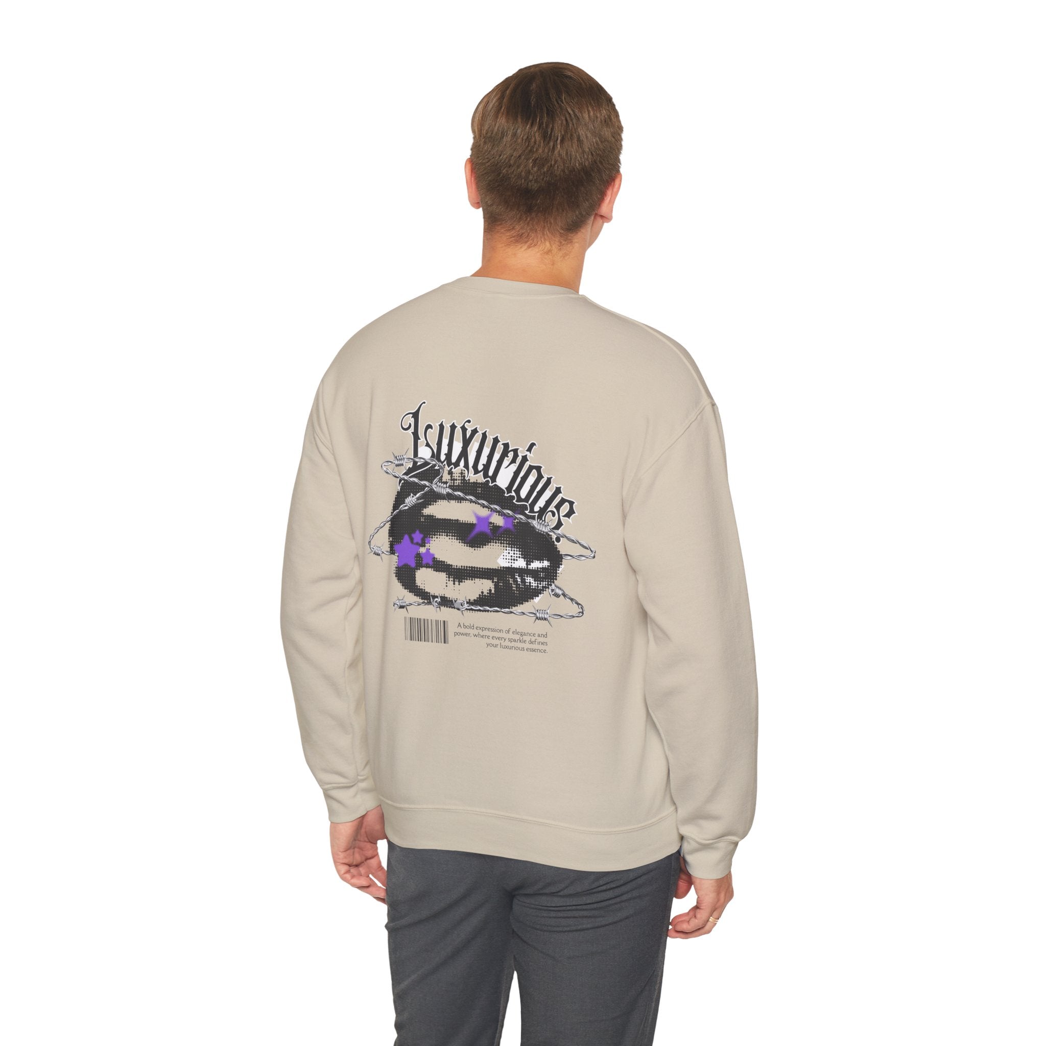 Luxurious Graphic Sweatshirt — Gothic Script & Cosmic Lips Crewneck - Eamden