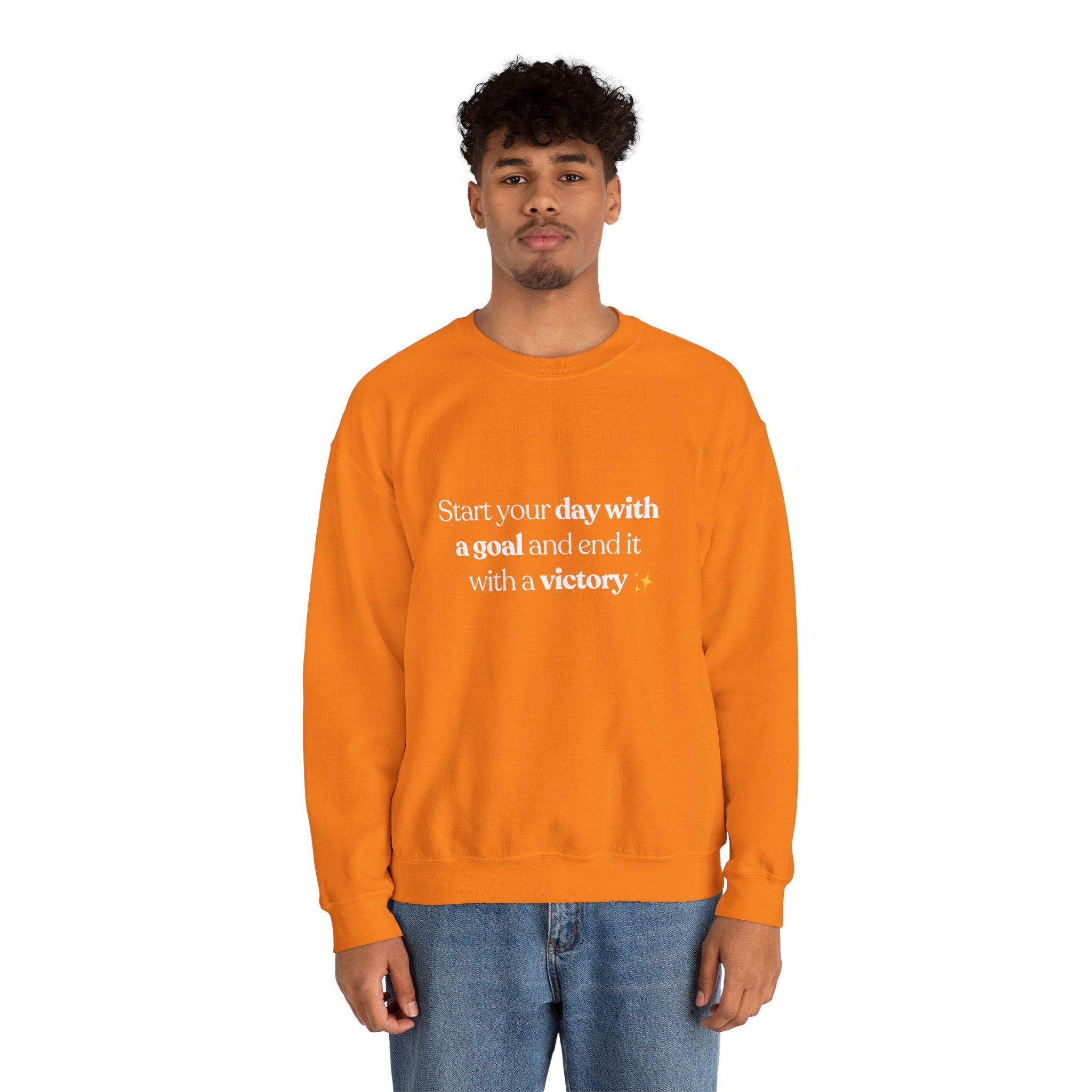 Inspirational Crewneck Sweatshirt — "Start your day with a goal and end it with a victory" - Eamden