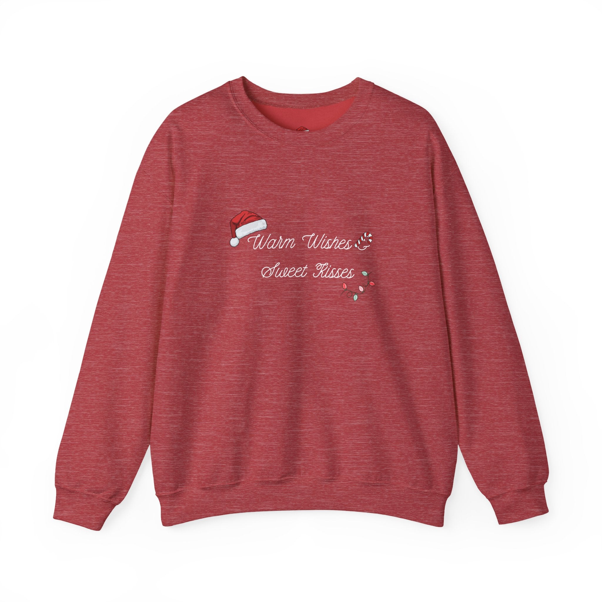 Crewneck Sweatshirt — "Warm Wishes & Sweet Kisses" Candy Cane Christmas Design - Eamden