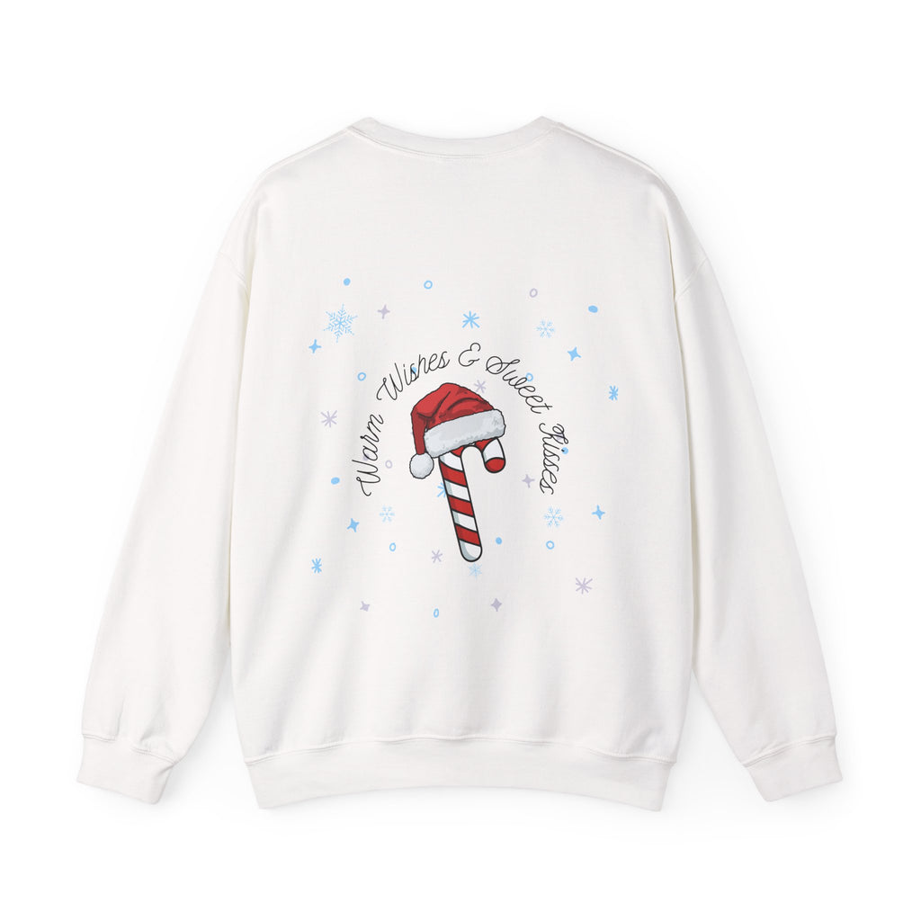 Crewneck Sweatshirt — "Warm Wishes & Sweet Kisses" Candy Cane Christmas Design - Eamden