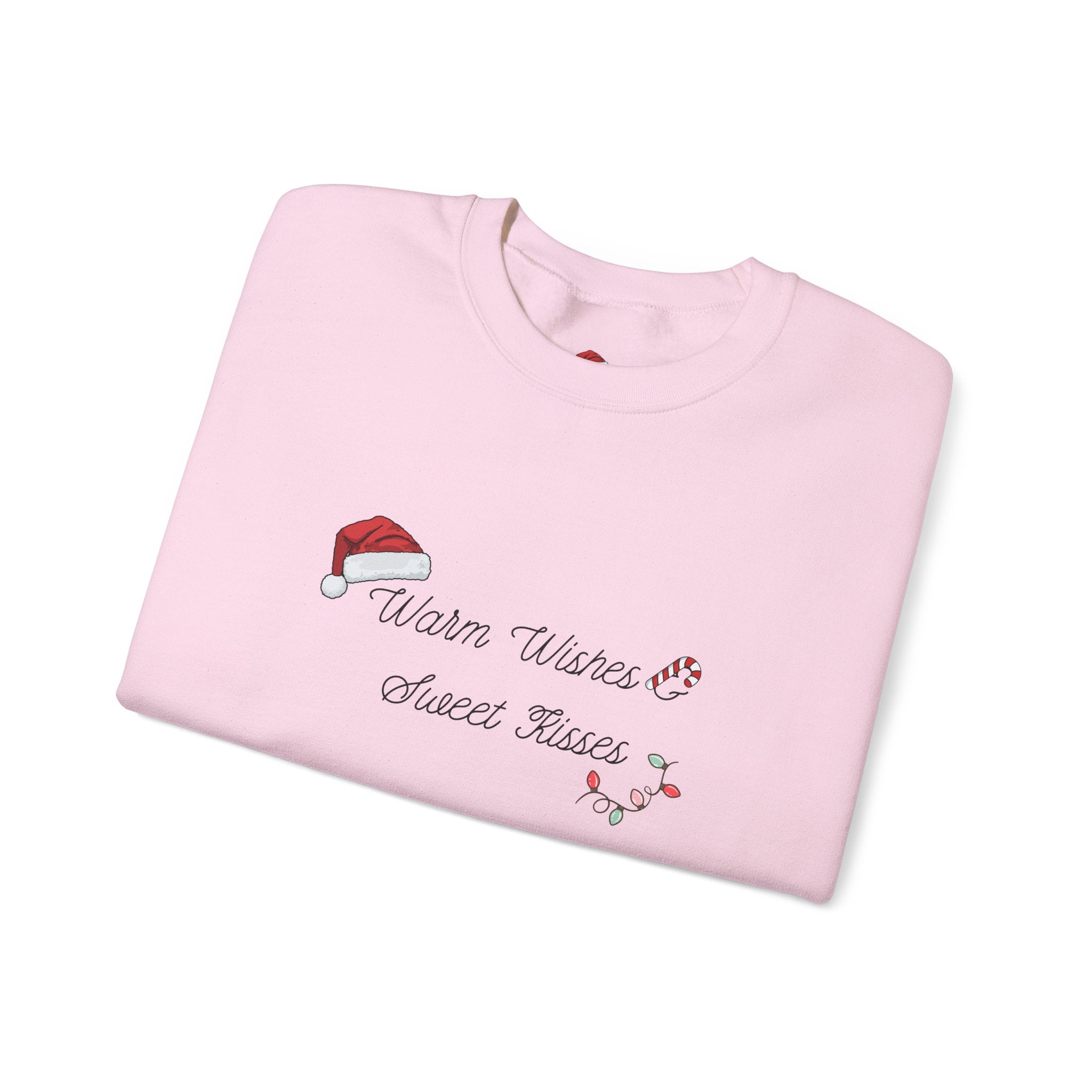 Crewneck Sweatshirt — "Warm Wishes & Sweet Kisses" Candy Cane Christmas Design - Eamden