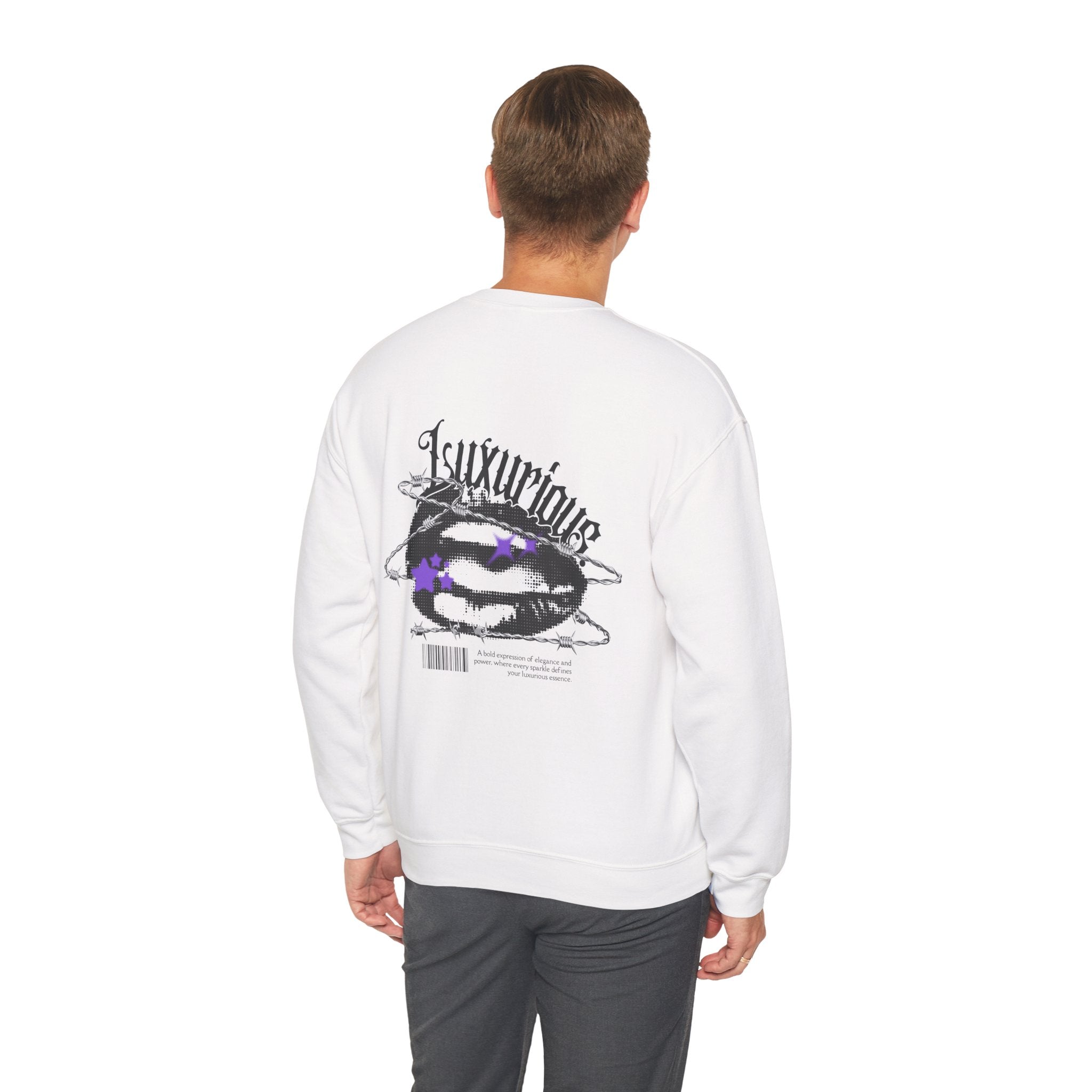 Luxurious Graphic Sweatshirt — Gothic Script & Cosmic Lips Crewneck - Eamden
