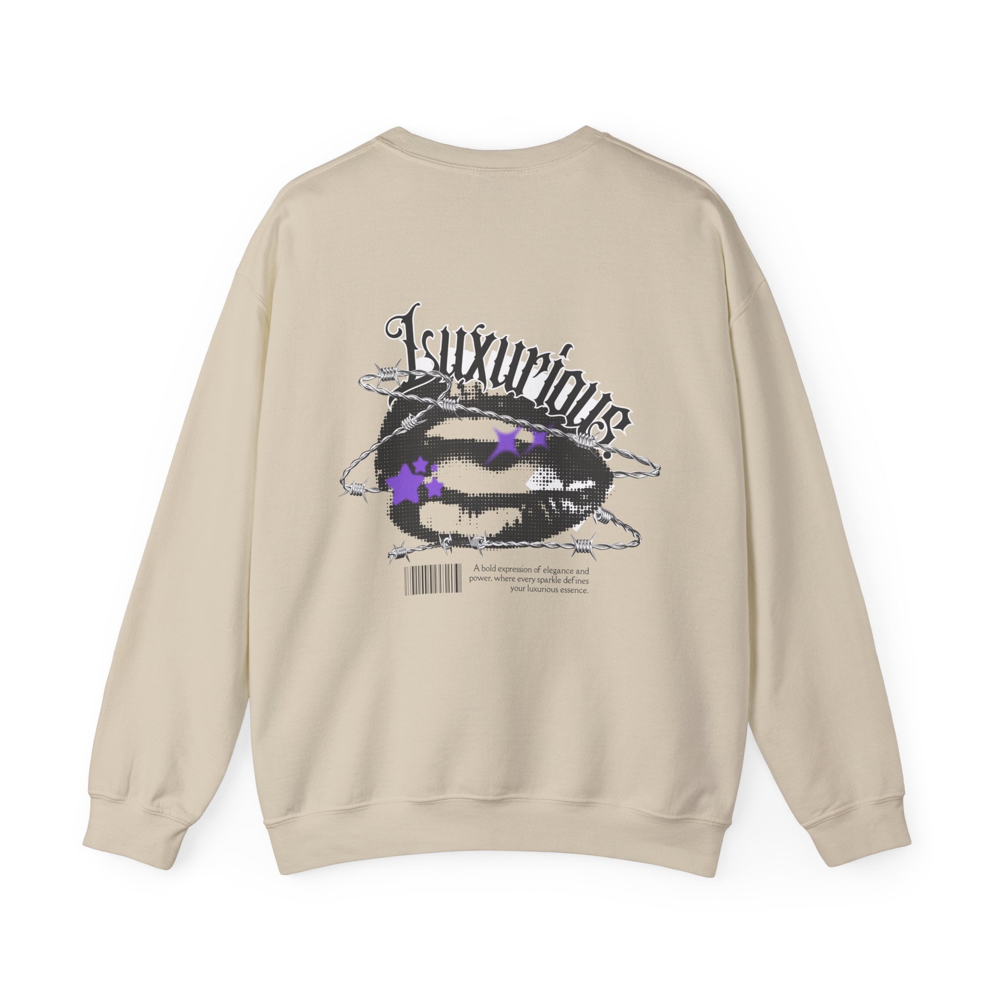Luxurious Graphic Sweatshirt — Gothic Script & Cosmic Lips Crewneck - Eamden