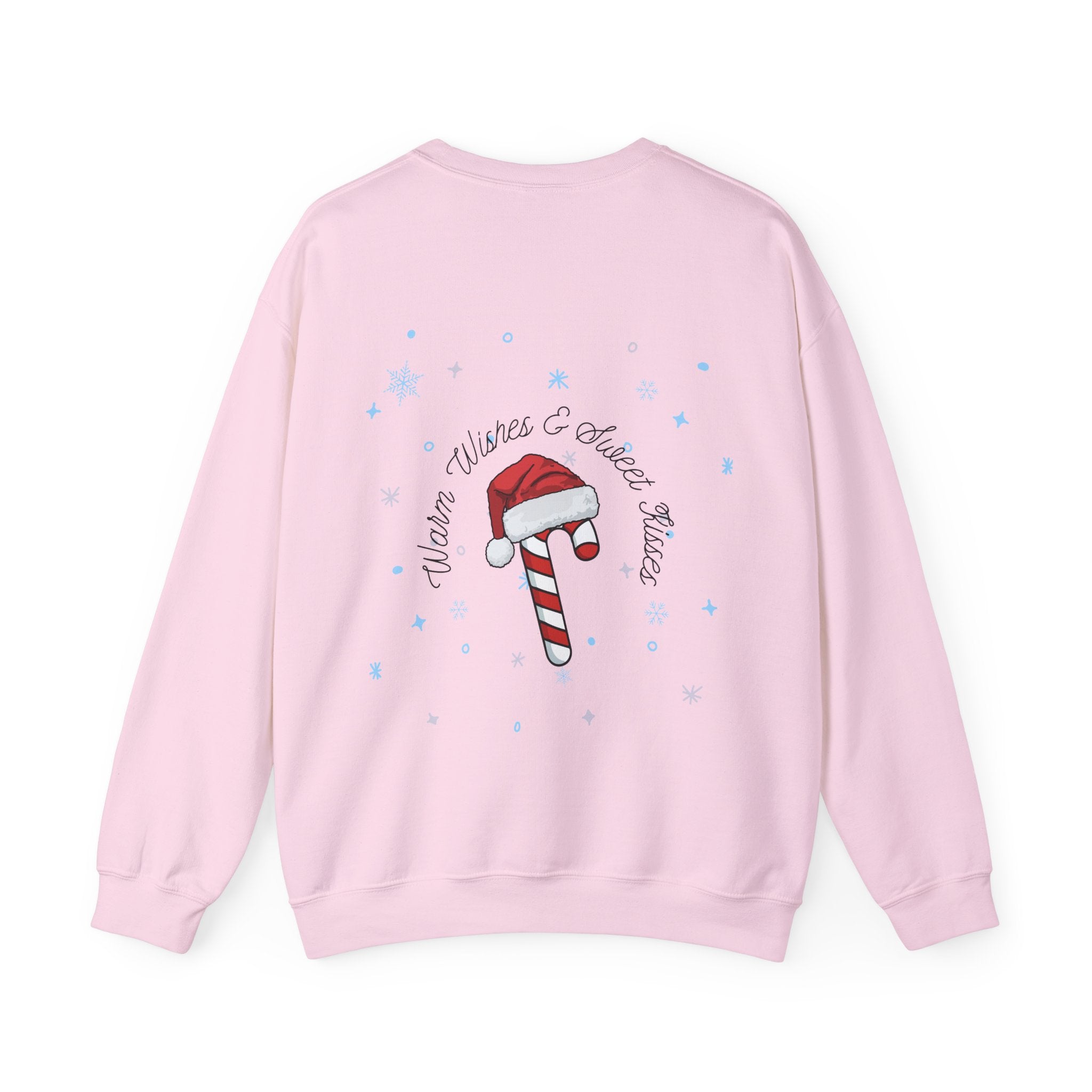 Crewneck Sweatshirt — "Warm Wishes & Sweet Kisses" Candy Cane Christmas Design - Eamden
