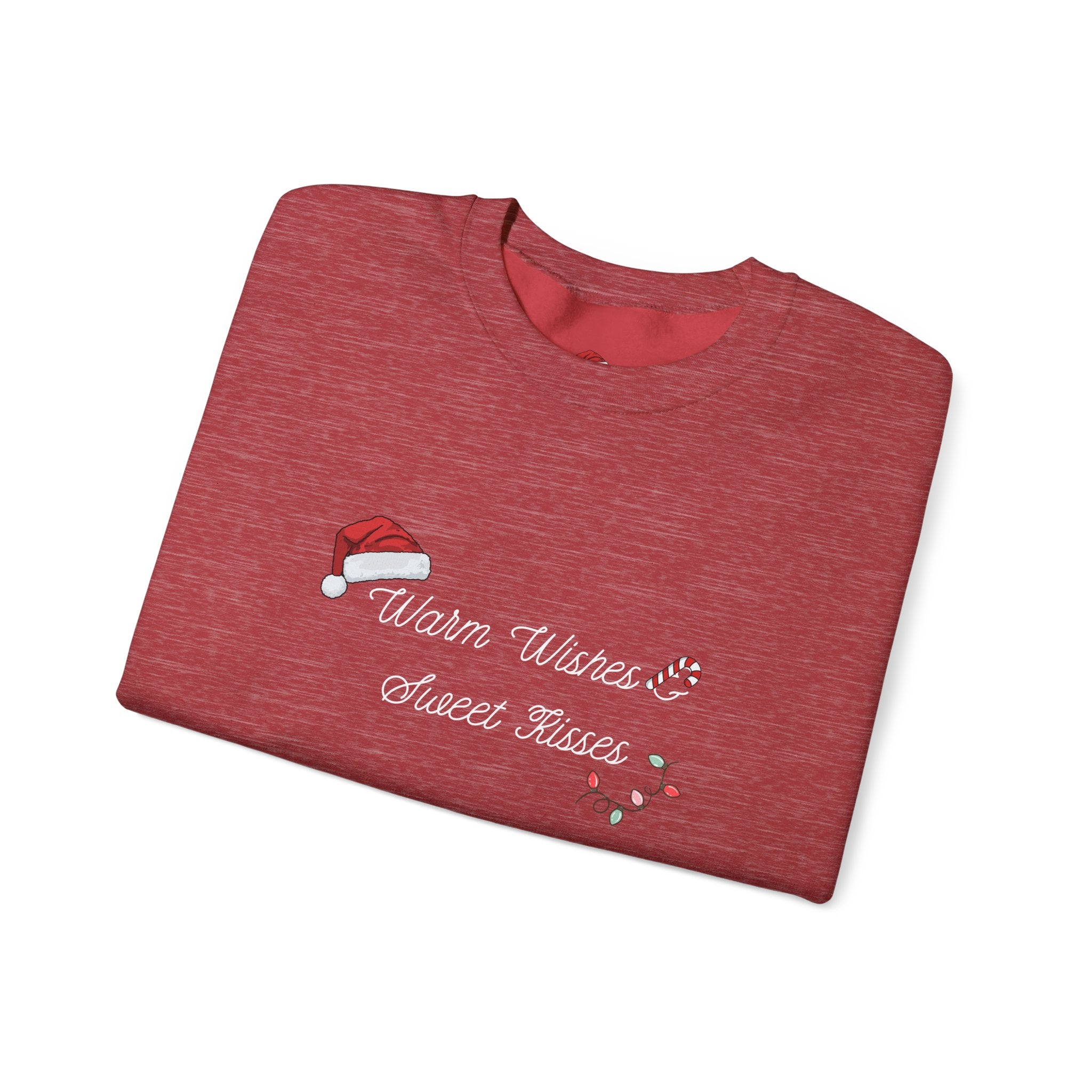 Crewneck Sweatshirt — "Warm Wishes & Sweet Kisses" Candy Cane Christmas Design - Eamden