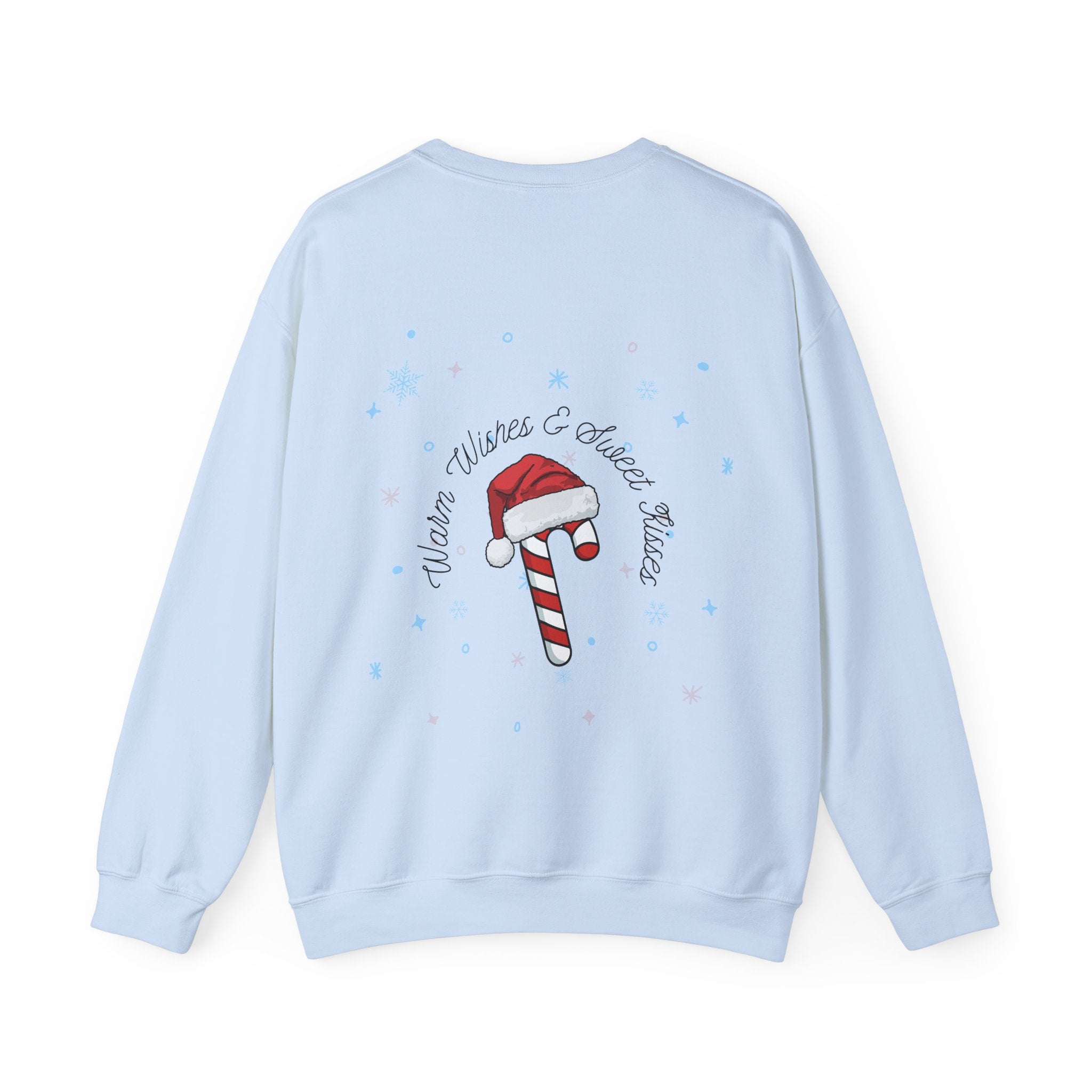 Crewneck Sweatshirt — "Warm Wishes & Sweet Kisses" Candy Cane Christmas Design - Eamden