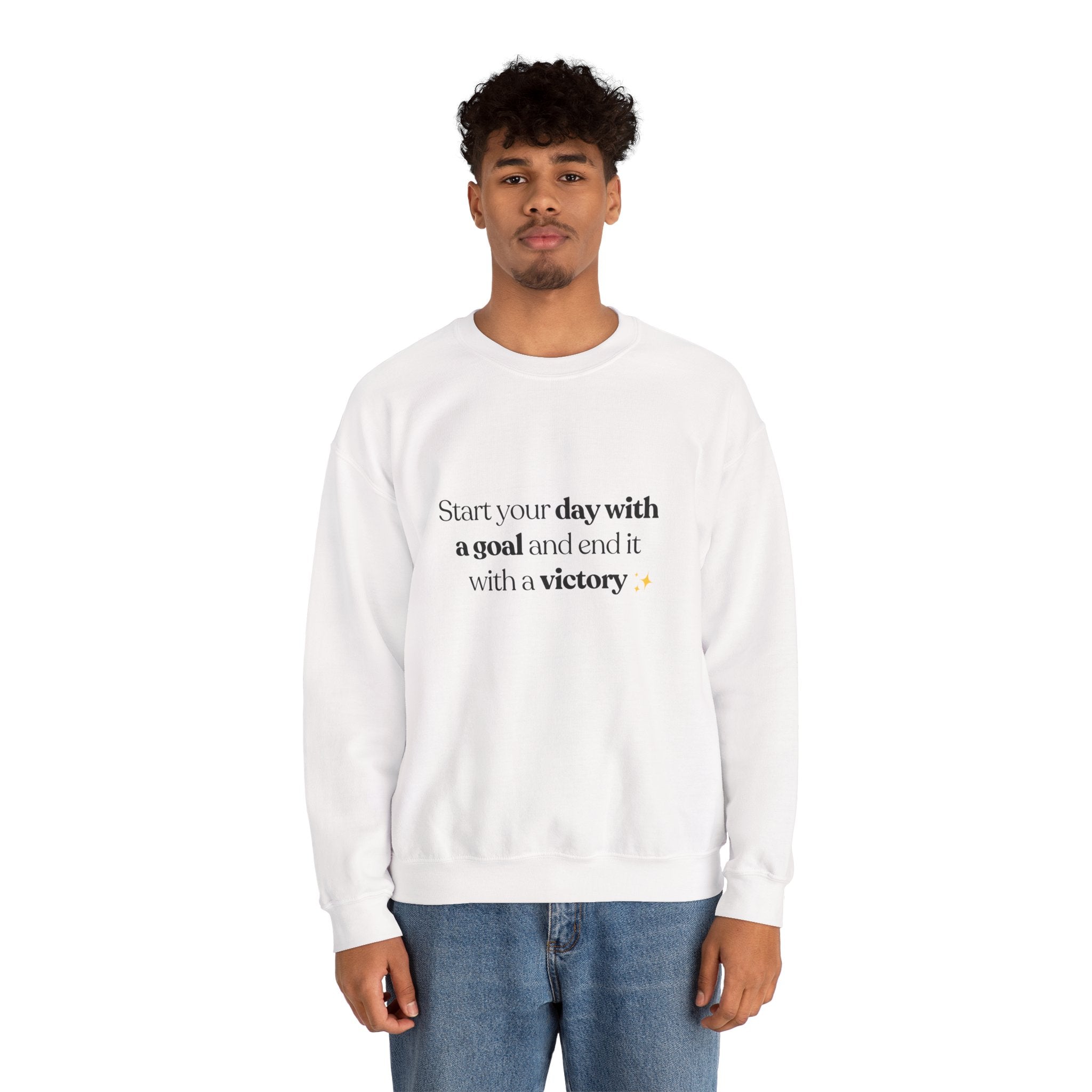 Inspirational Crewneck Sweatshirt — "Start your day with a goal and end it with a victory" - Eamden