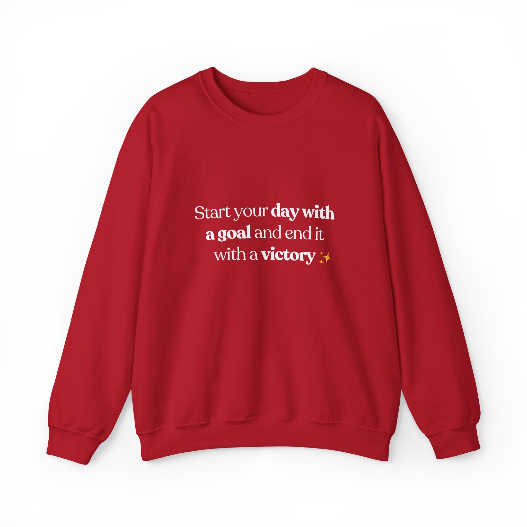Inspirational Crewneck Sweatshirt — "Start your day with a goal and end it with a victory" - Eamden