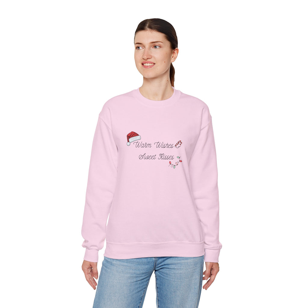 Crewneck Sweatshirt — "Warm Wishes & Sweet Kisses" Candy Cane Christmas Design - Eamden