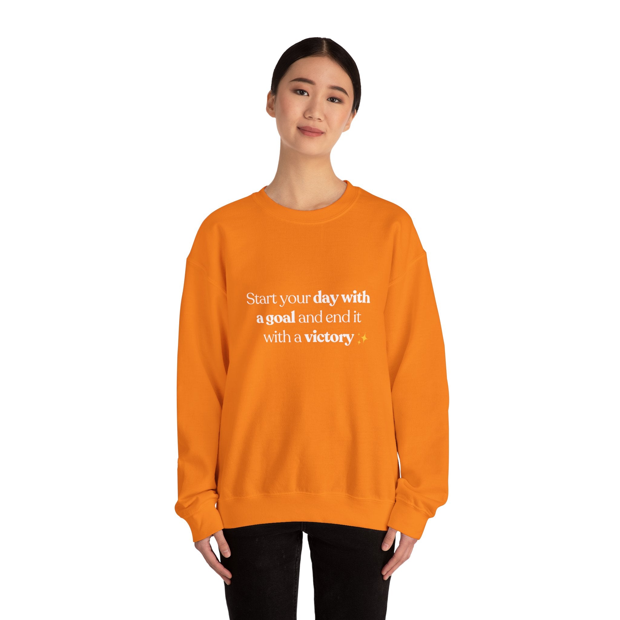 Inspirational Crewneck Sweatshirt — "Start your day with a goal and end it with a victory" - Eamden