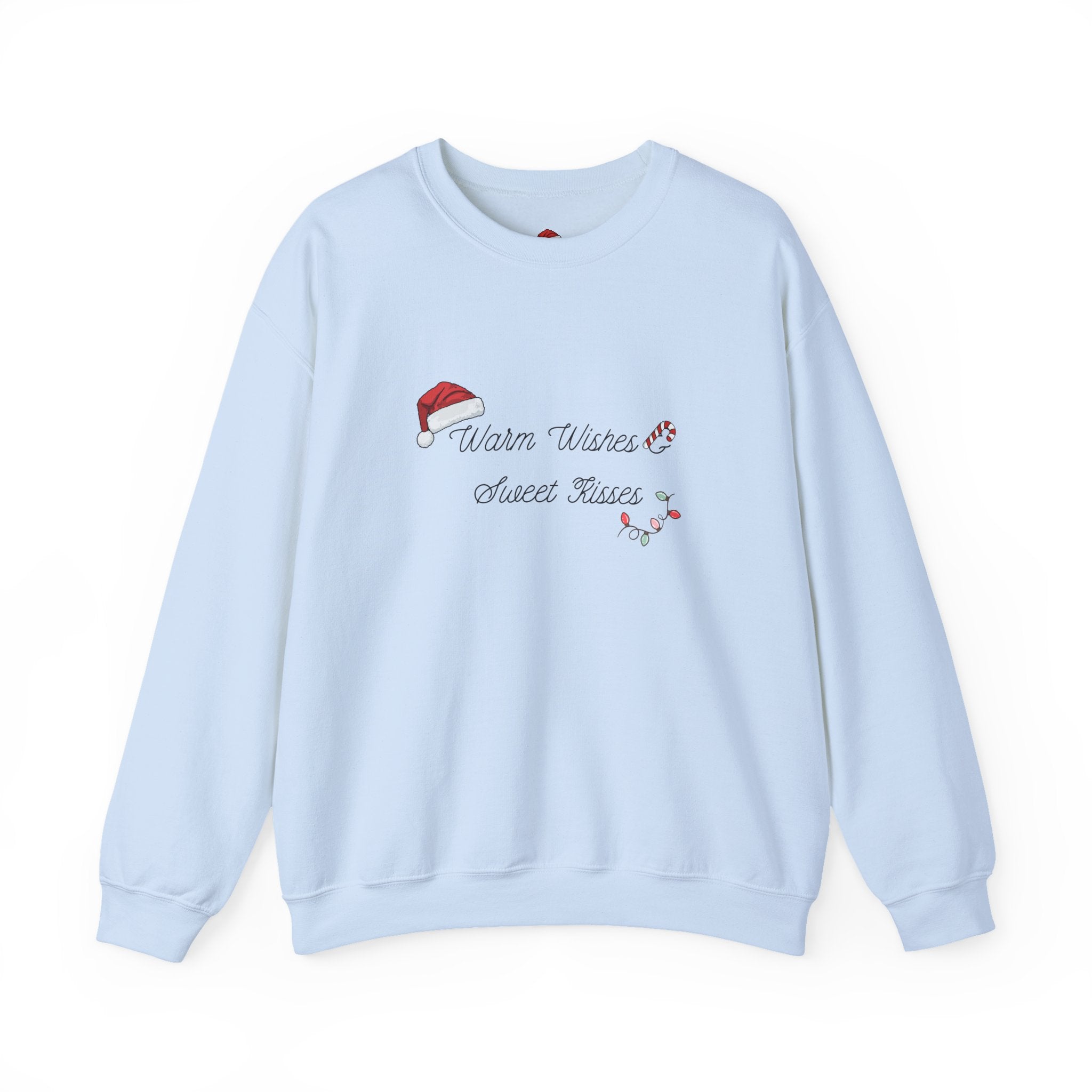 Crewneck Sweatshirt — "Warm Wishes & Sweet Kisses" Candy Cane Christmas Design - Eamden