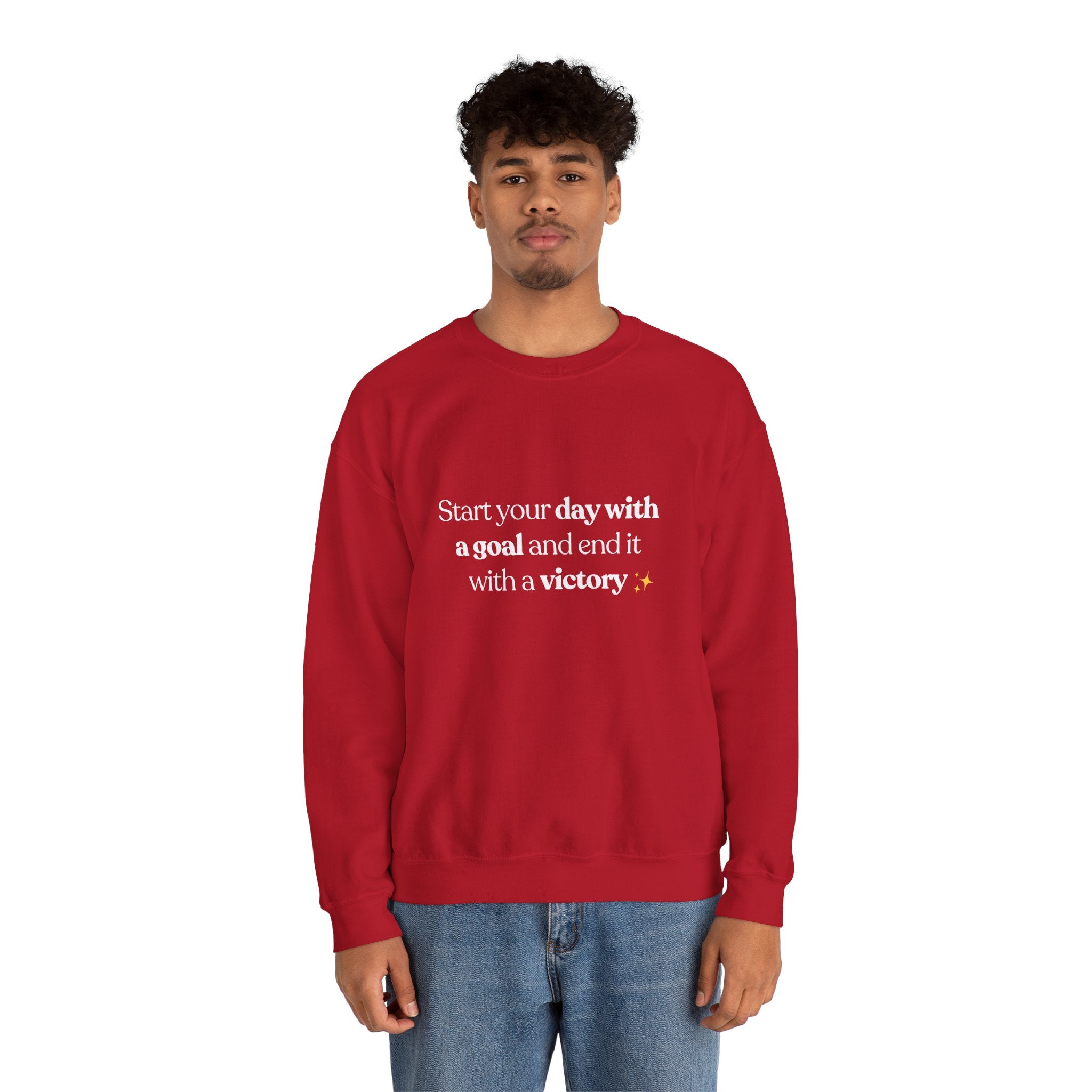Inspirational Crewneck Sweatshirt — "Start your day with a goal and end it with a victory" - Eamden