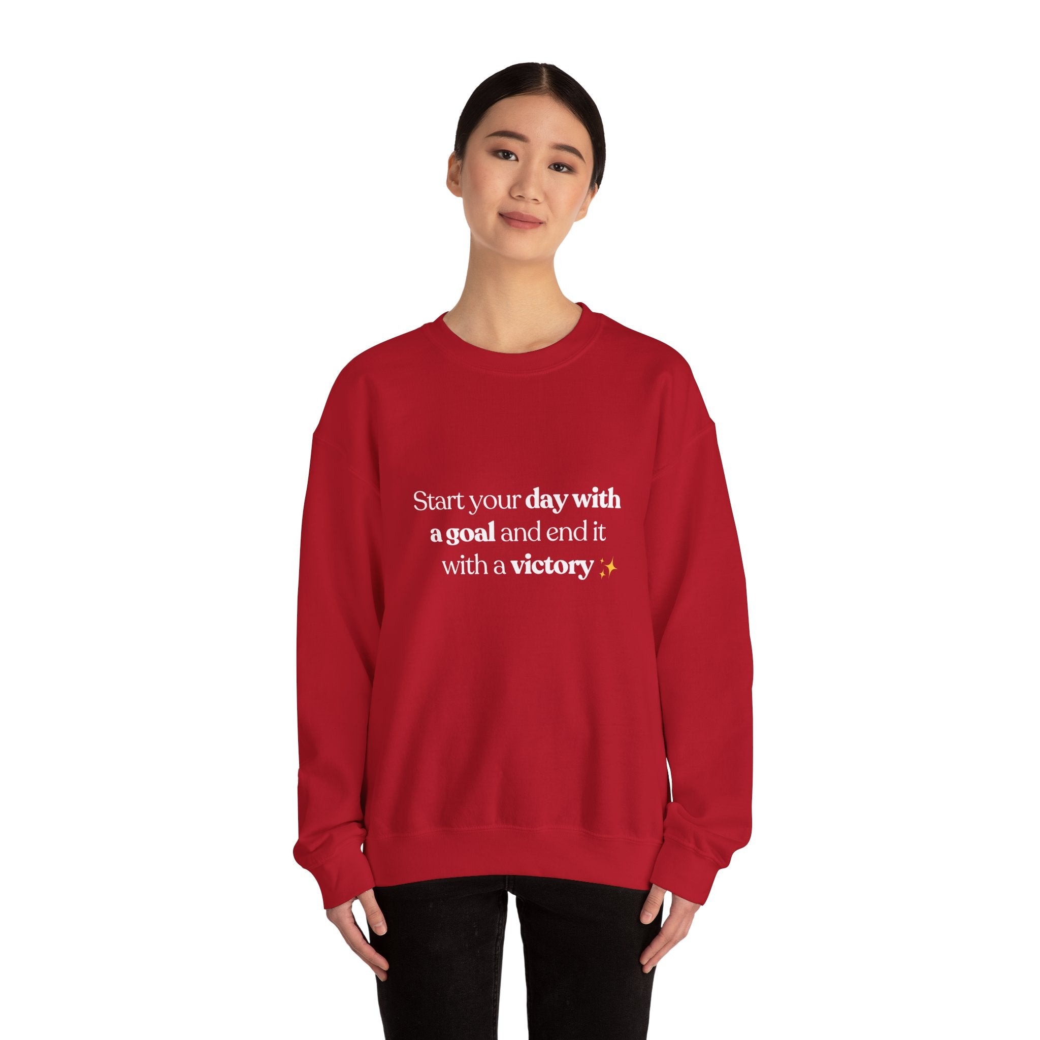 Inspirational Crewneck Sweatshirt — "Start your day with a goal and end it with a victory" - Eamden