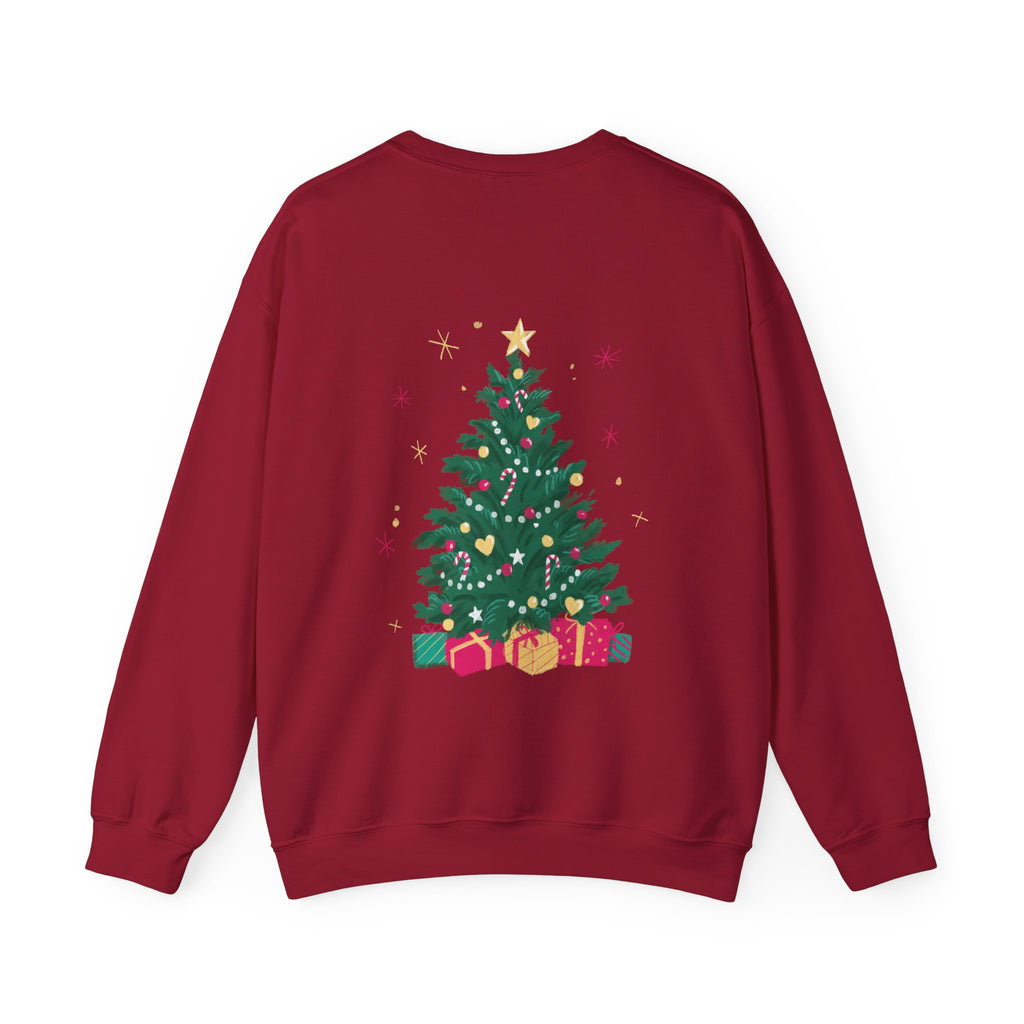 Christmas Tree Sweatshirt - "Ho Ho Ho" Holiday Crewneck with Festive Tree & Gifts - Eamden