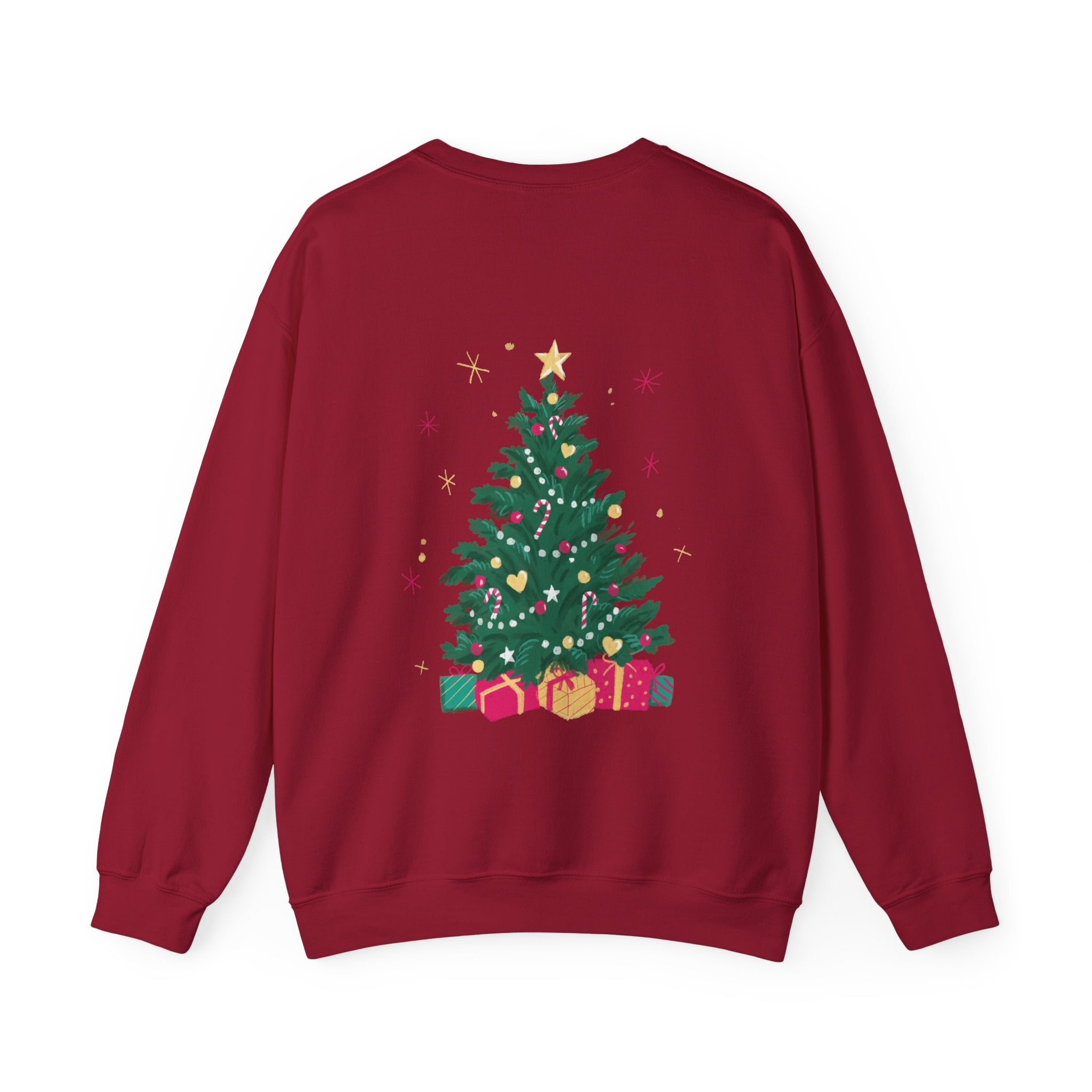 Christmas Tree Sweatshirt - "Ho Ho Ho" Holiday Crewneck with Festive Tree & Gifts - Eamden