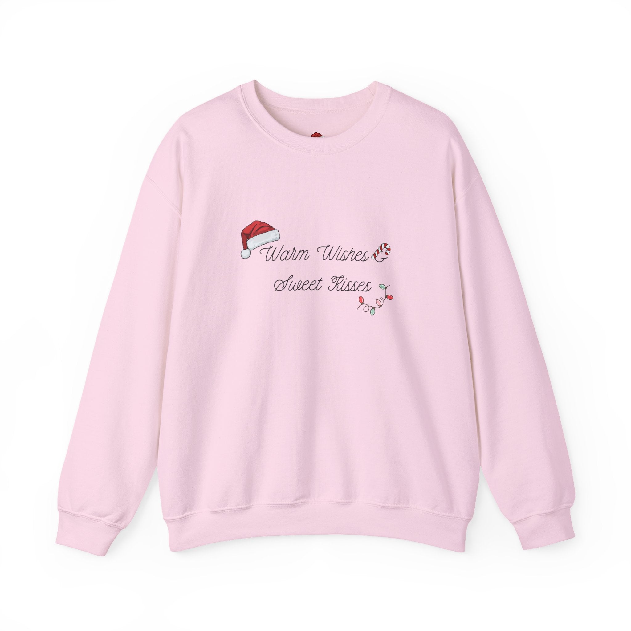 Crewneck Sweatshirt — "Warm Wishes & Sweet Kisses" Candy Cane Christmas Design - Eamden