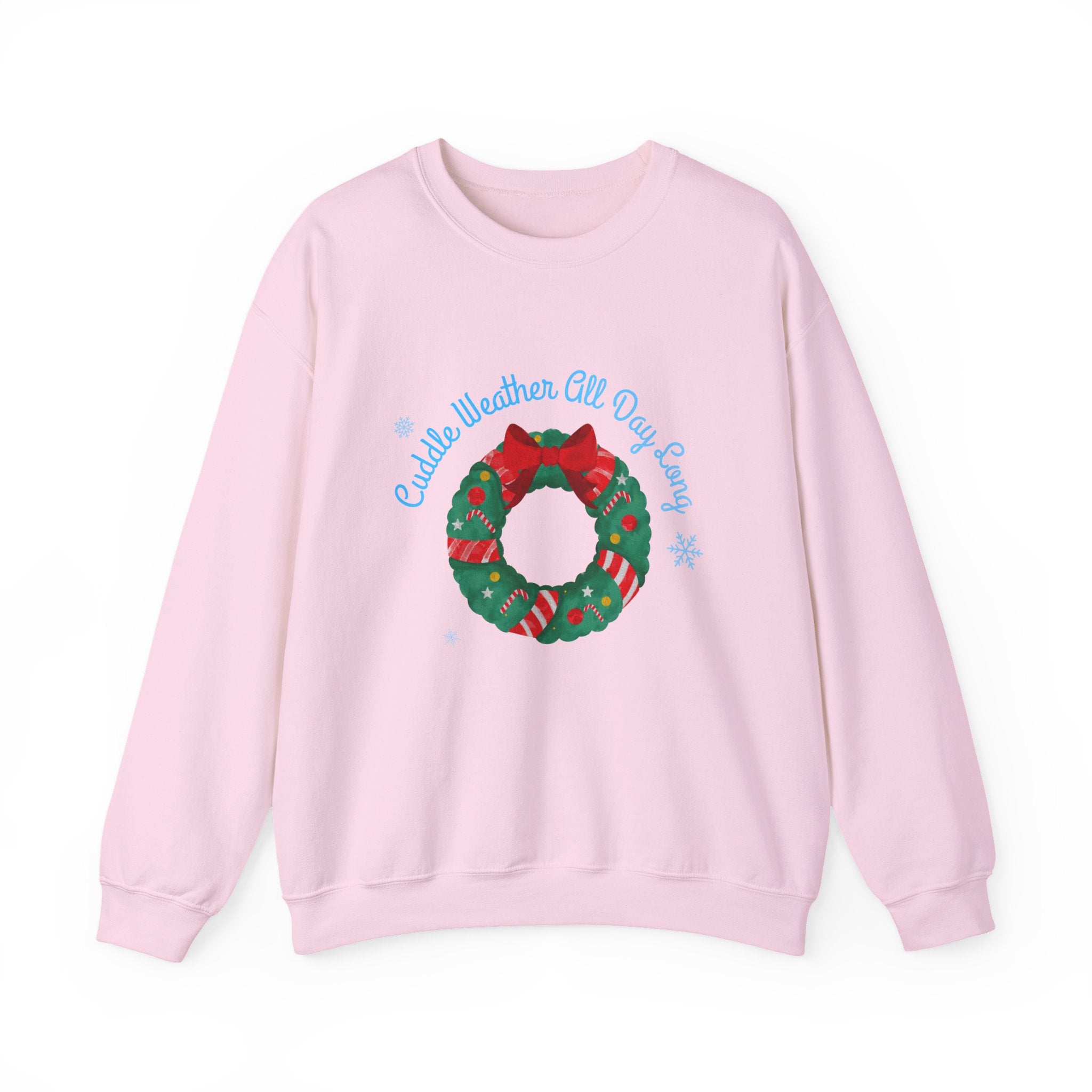 Christmas Wreath Crewneck Sweatshirt – "Cuddle Weather All Day Every Day" Holiday Pullover - Eamden