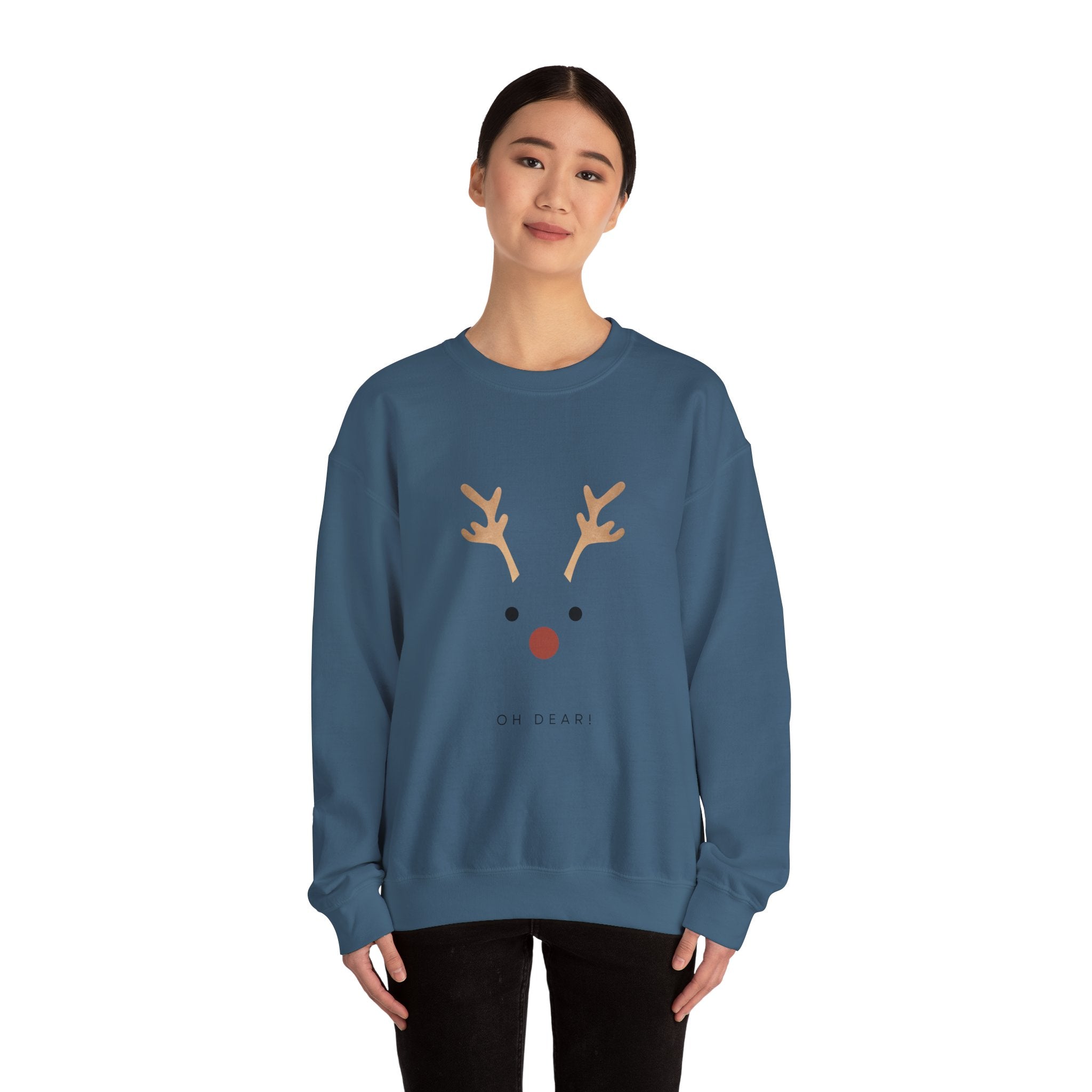 Reindeer Face 'Oh Dear!' Crewneck Sweatshirt - Eamden