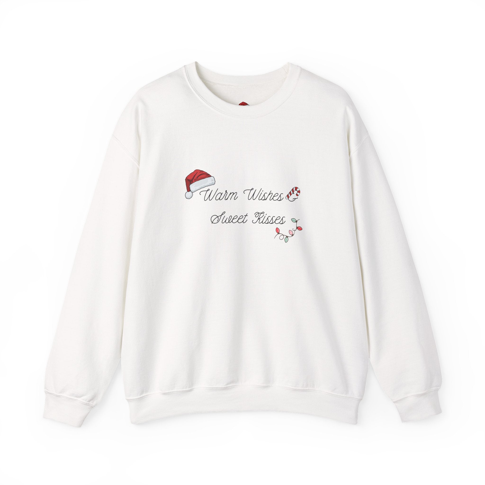 Crewneck Sweatshirt — "Warm Wishes & Sweet Kisses" Candy Cane Christmas Design - Eamden