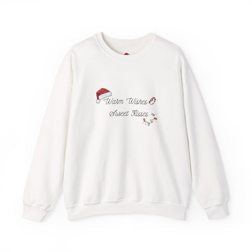 Crewneck Sweatshirt — "Warm Wishes & Sweet Kisses" Candy Cane Christmas Design - Eamden