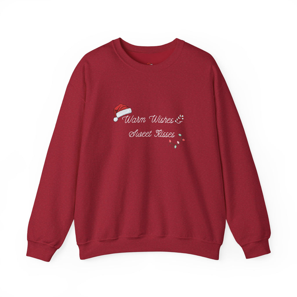 Crewneck Sweatshirt — "Warm Wishes & Sweet Kisses" Candy Cane Christmas Design - Eamden