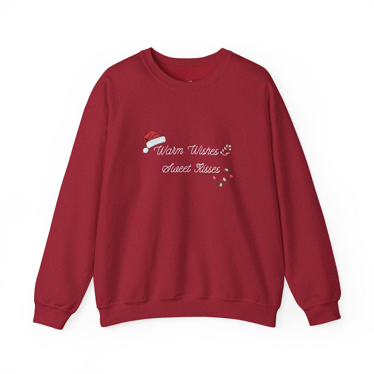 Crewneck Sweatshirt — "Warm Wishes & Sweet Kisses" Candy Cane Christmas Design - Eamden
