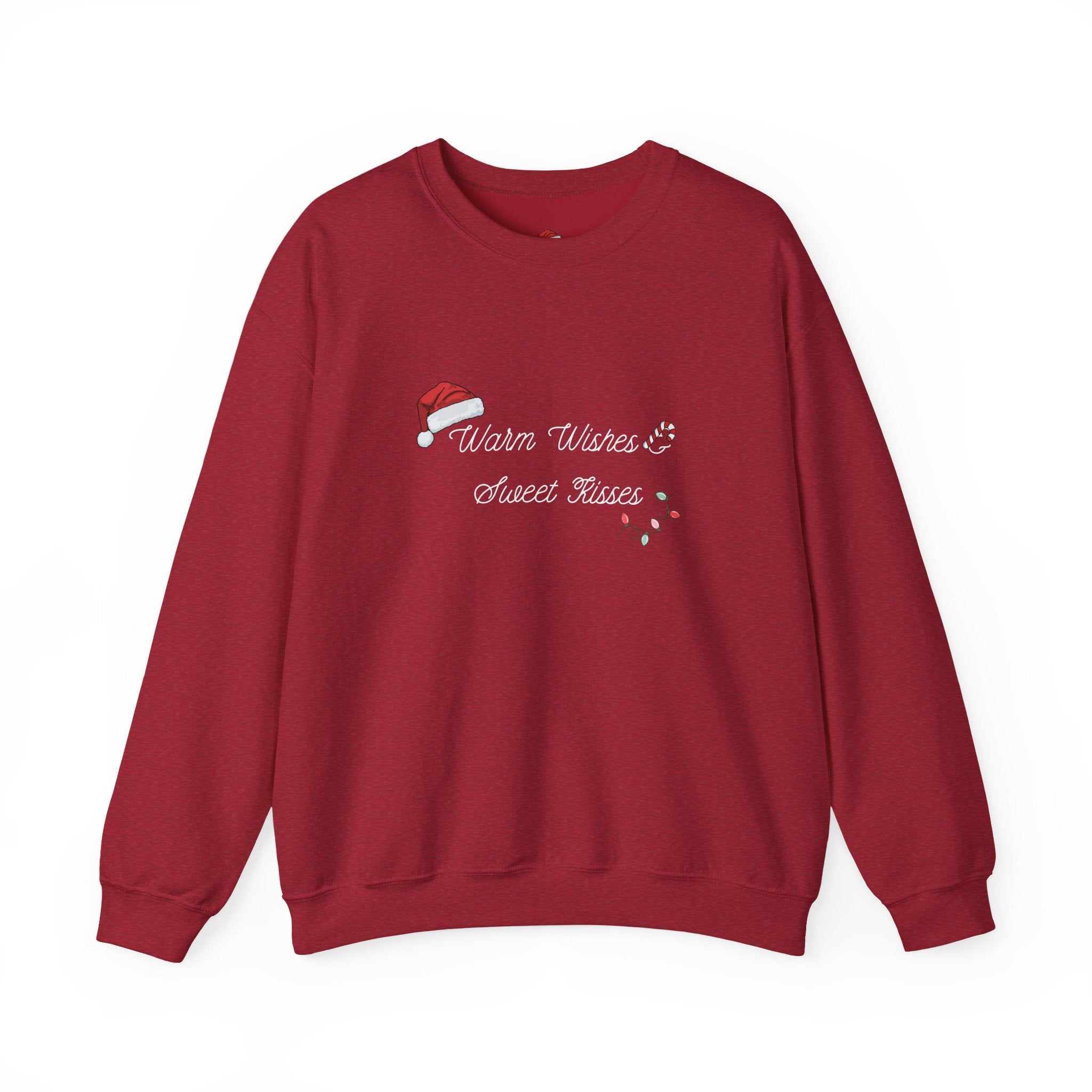 Crewneck Sweatshirt — "Warm Wishes & Sweet Kisses" Candy Cane Christmas Design - Eamden