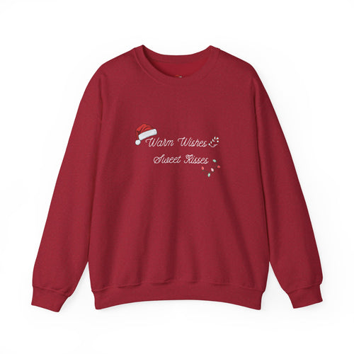 Crewneck Sweatshirt — "Warm Wishes & Sweet Kisses" Candy Cane Christmas Design - Eamden