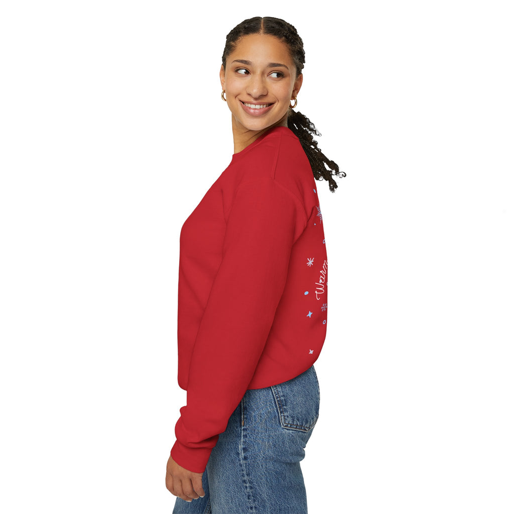 Crewneck Sweatshirt — "Warm Wishes & Sweet Kisses" Candy Cane Christmas Design - Eamden