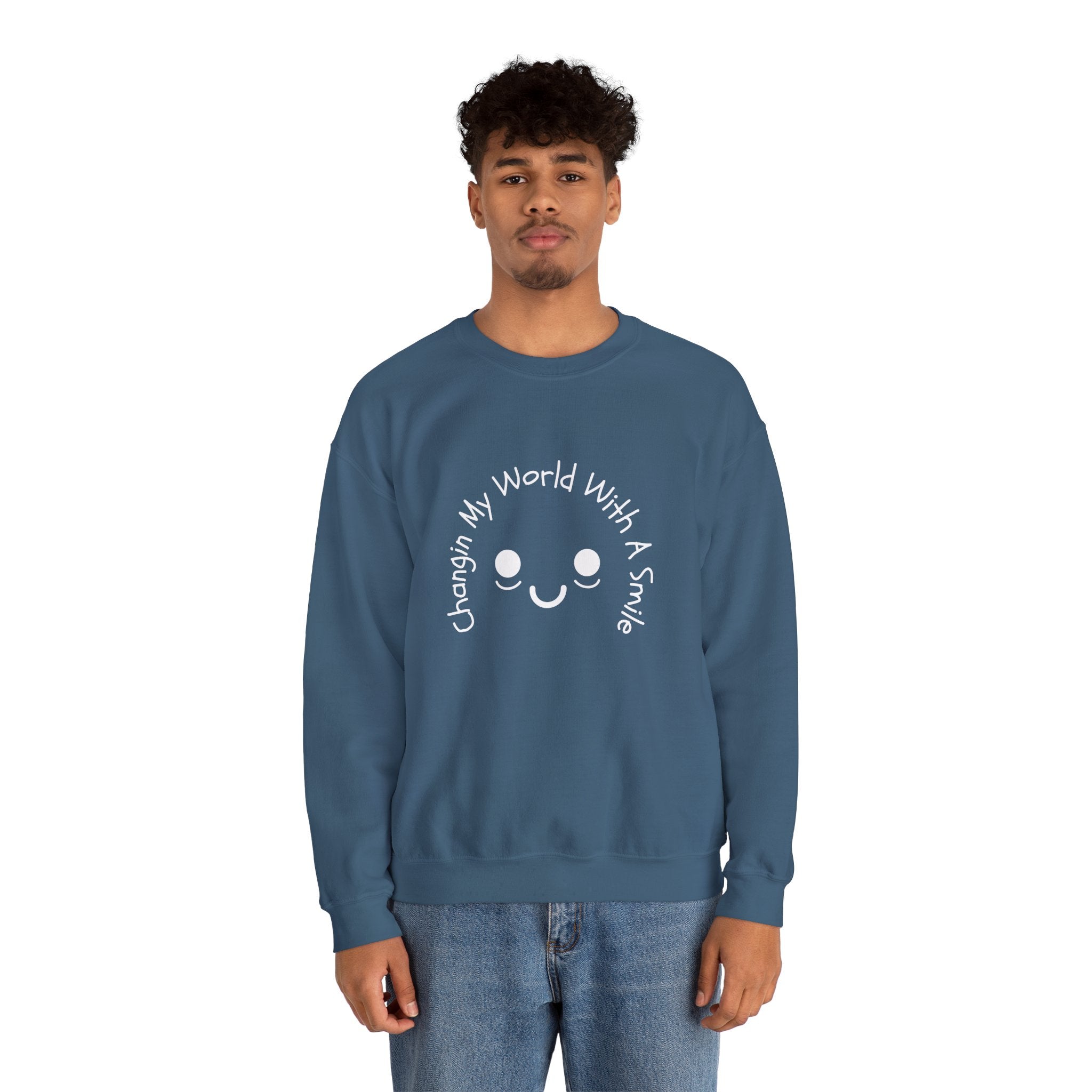 One Smile Crewneck Sweatshirt — “Change a World” - Eamden
