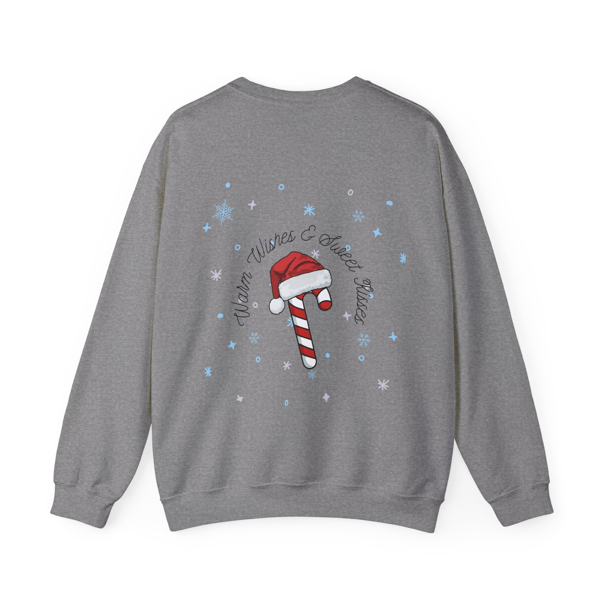 Crewneck Sweatshirt — "Warm Wishes & Sweet Kisses" Candy Cane Christmas Design - Eamden