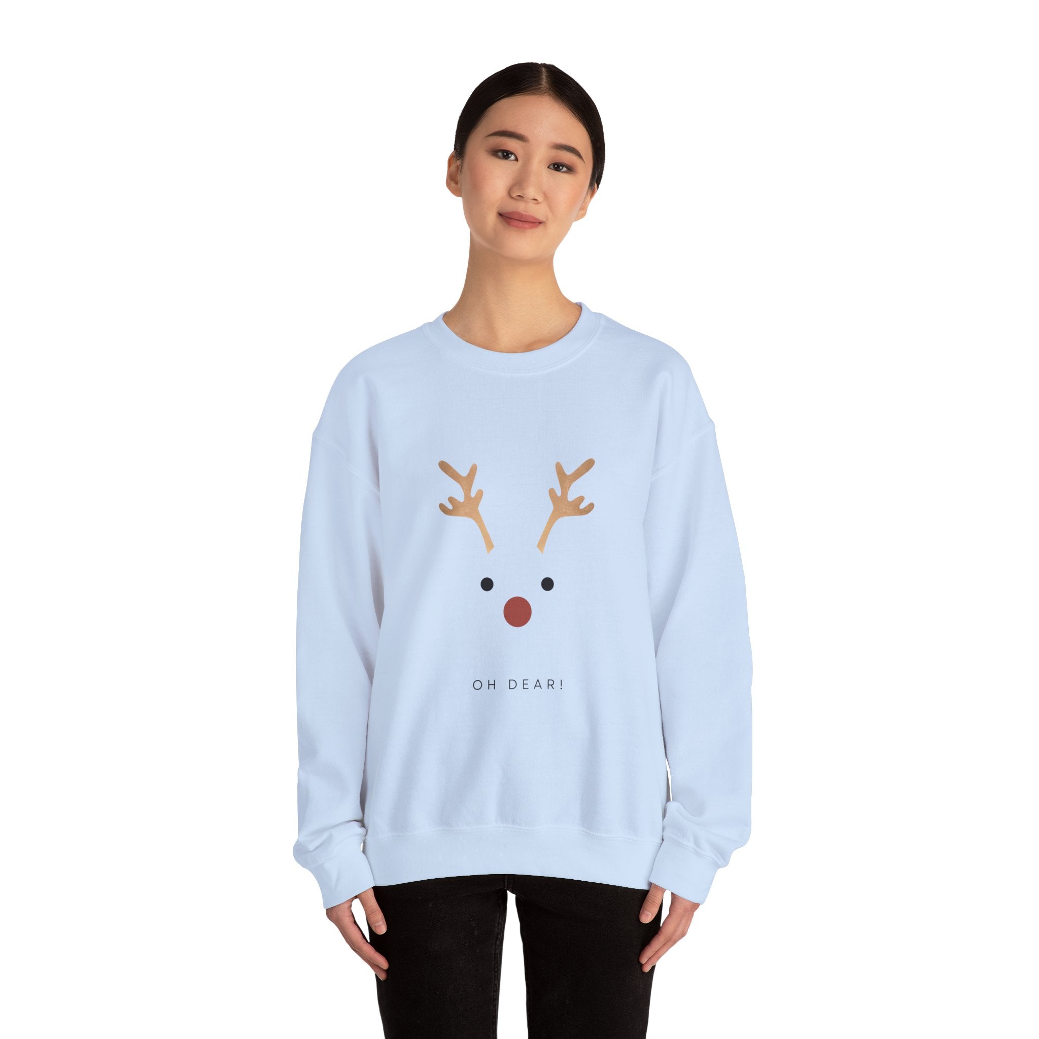 Reindeer Face 'Oh Dear!' Crewneck Sweatshirt - Eamden