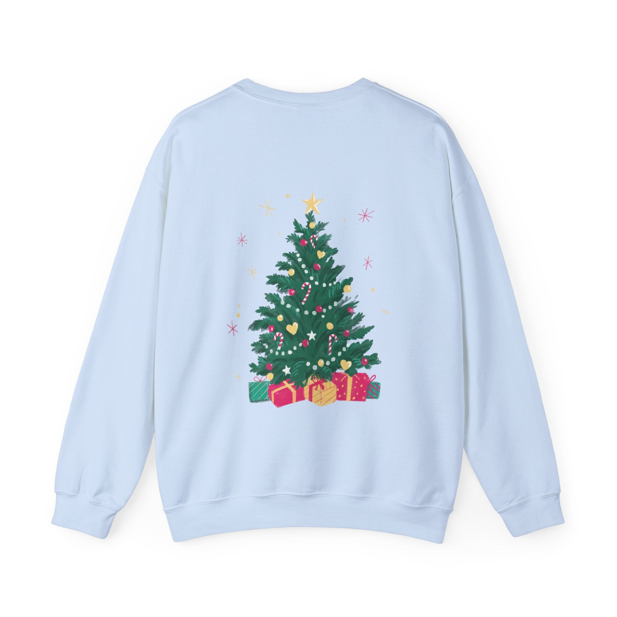 Christmas Tree Sweatshirt - "Ho Ho Ho" Holiday Crewneck with Festive Tree & Gifts - Eamden