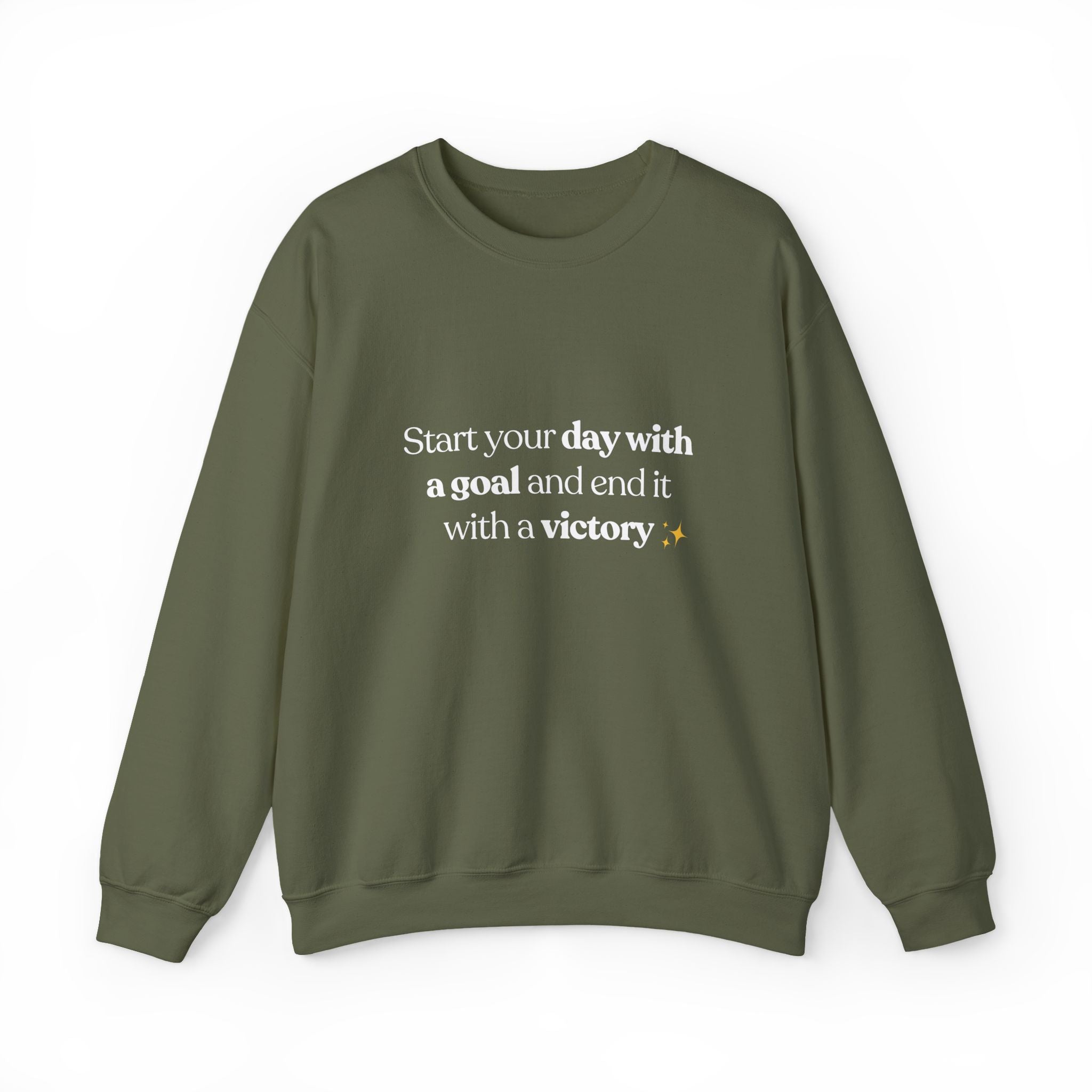 Inspirational Crewneck Sweatshirt — "Start your day with a goal and end it with a victory" - Eamden