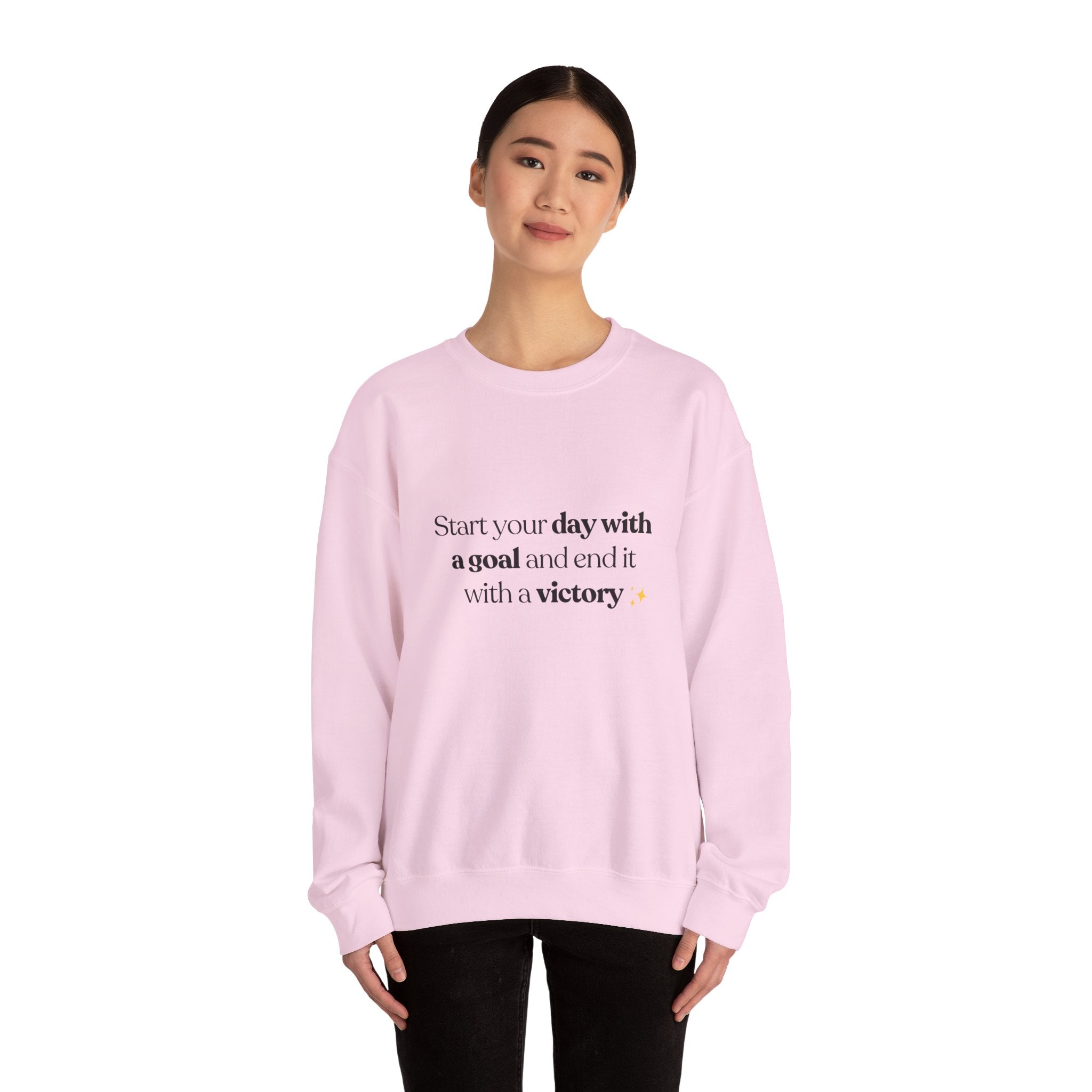 Inspirational Crewneck Sweatshirt — "Start your day with a goal and end it with a victory" - Eamden