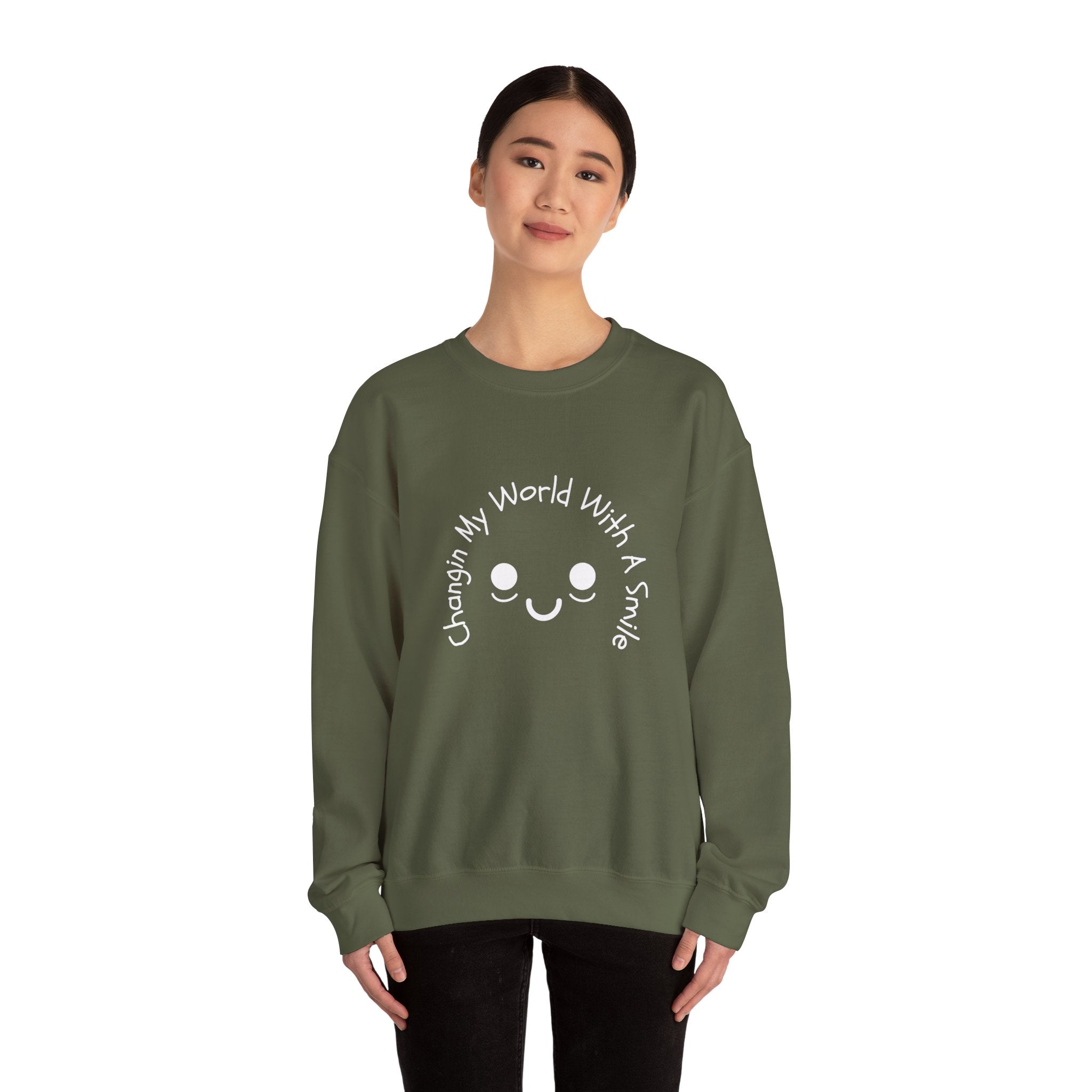 One Smile Crewneck Sweatshirt — “Change a World” - Eamden