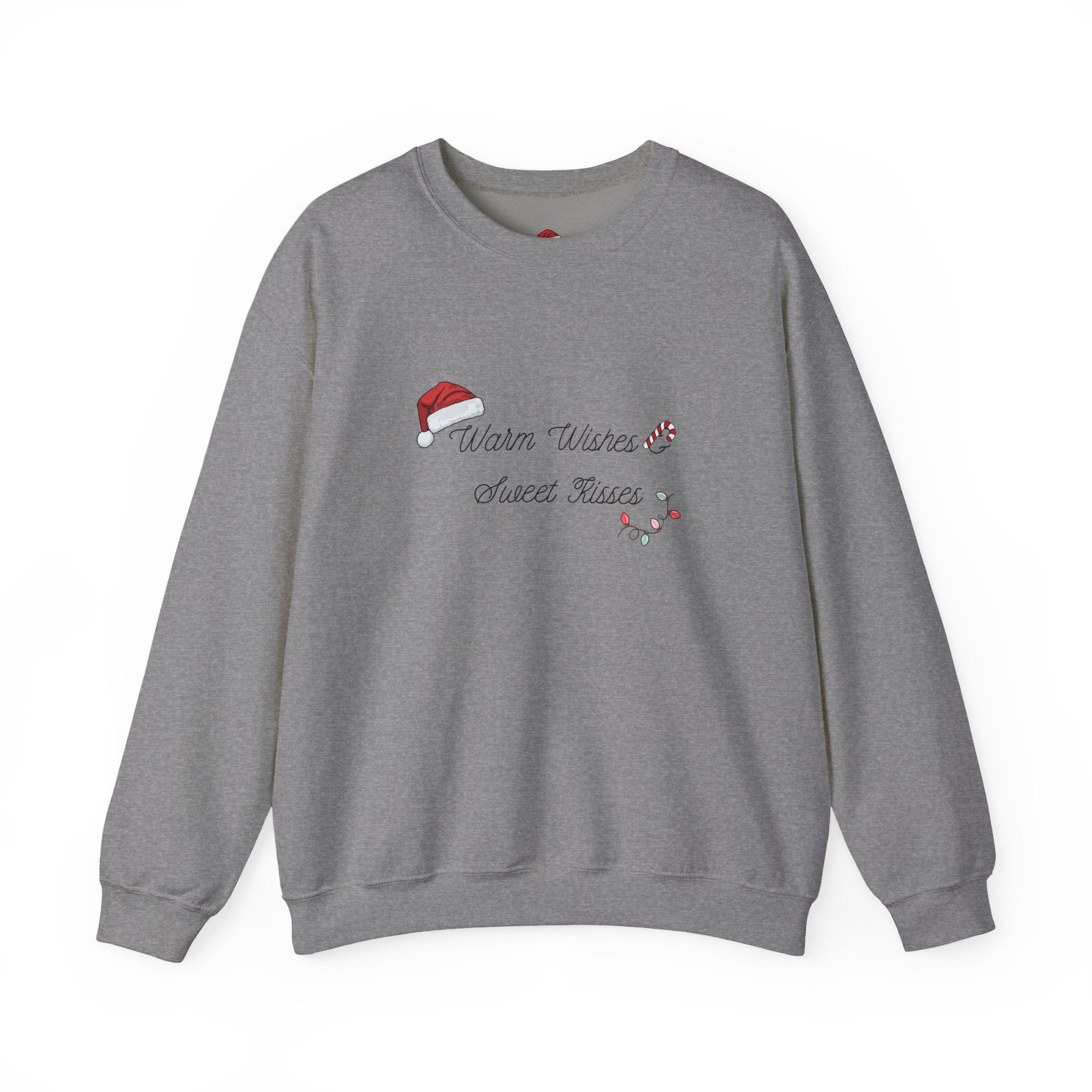 Crewneck Sweatshirt — "Warm Wishes & Sweet Kisses" Candy Cane Christmas Design - Eamden