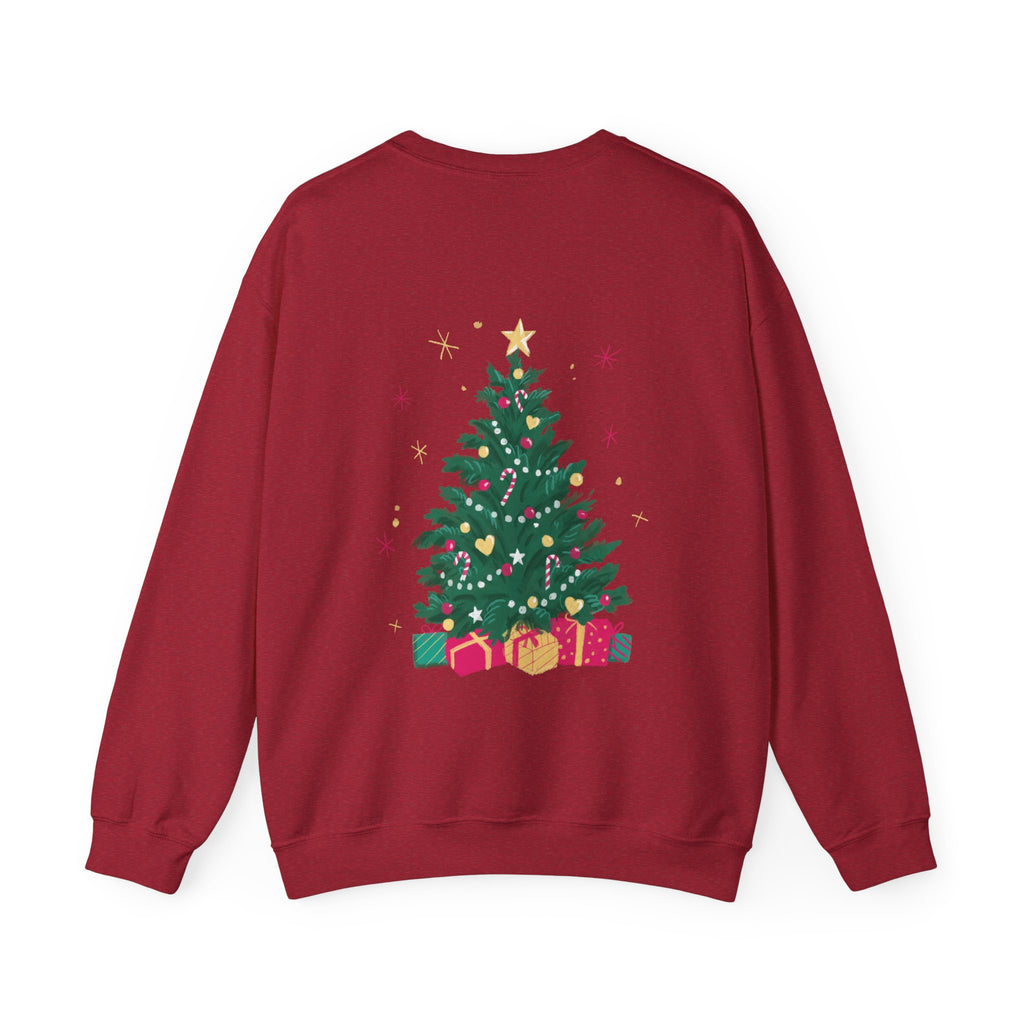 Christmas Tree Sweatshirt - "Ho Ho Ho" Holiday Crewneck with Festive Tree & Gifts - Eamden