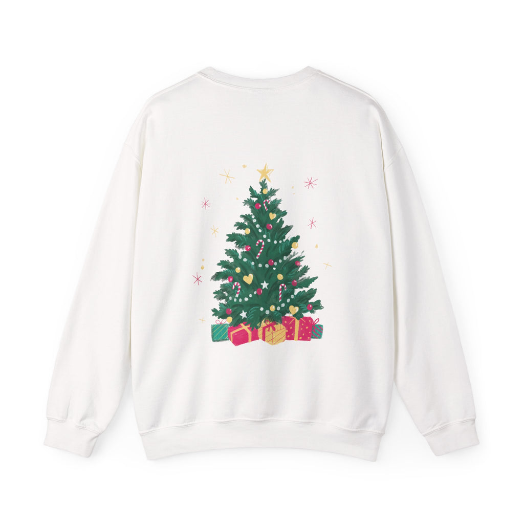 Christmas Tree Sweatshirt - "Ho Ho Ho" Holiday Crewneck with Festive Tree & Gifts - Eamden