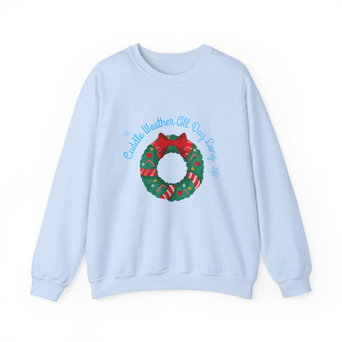 Christmas Wreath Crewneck Sweatshirt – "Cuddle Weather All Day Every Day" Holiday Pullover - Eamden