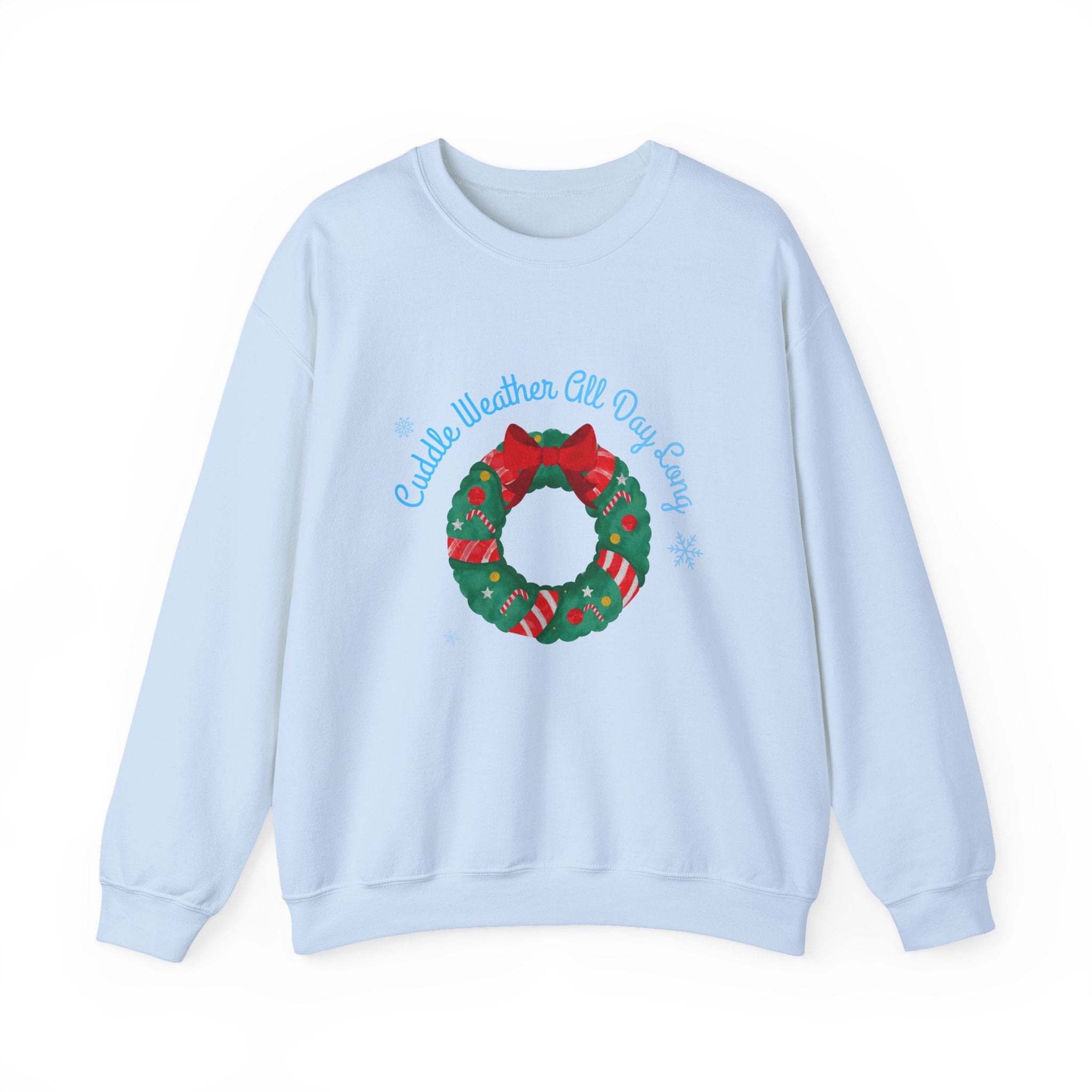 Christmas Wreath Crewneck Sweatshirt – "Cuddle Weather All Day Every Day" Holiday Pullover - Eamden