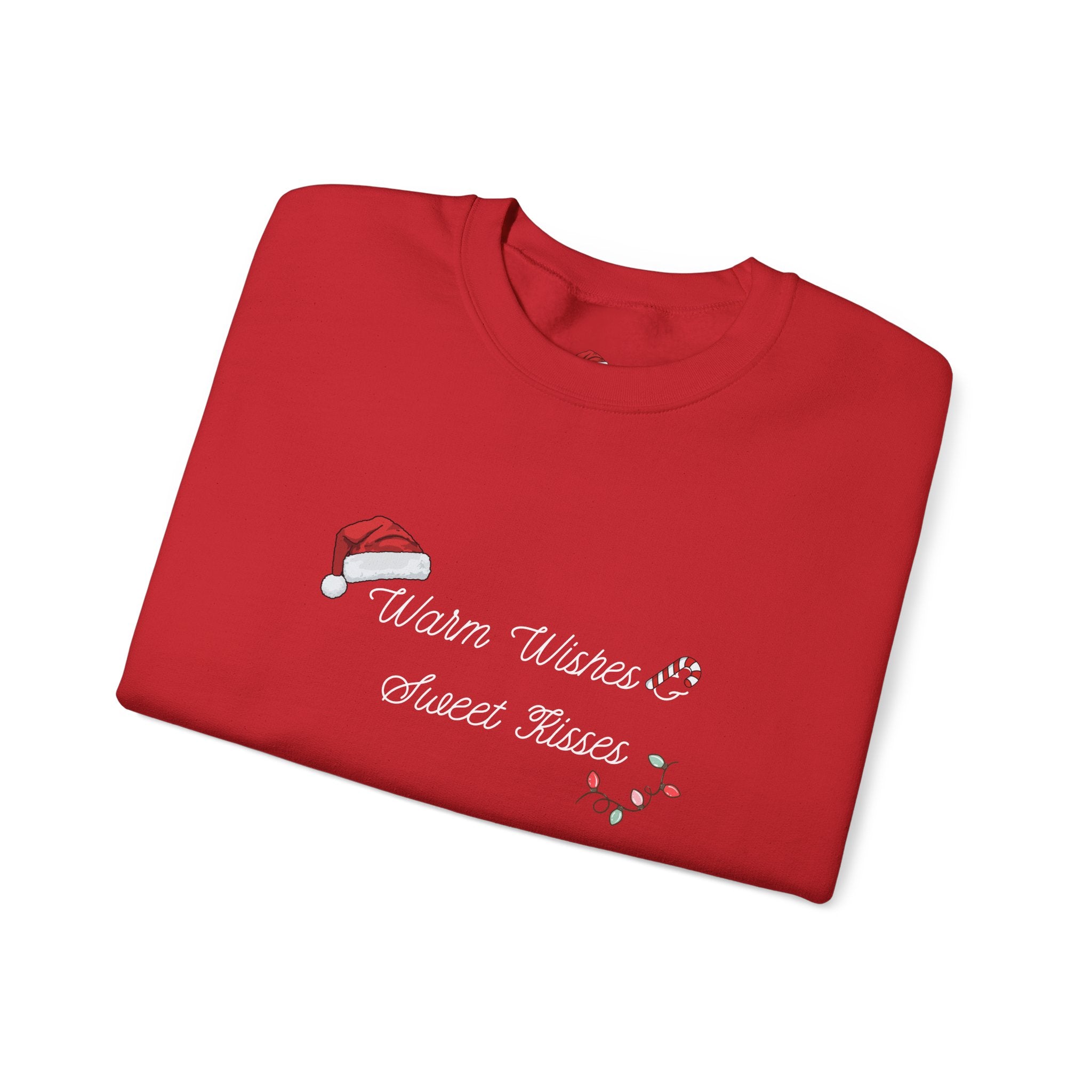 Crewneck Sweatshirt — "Warm Wishes & Sweet Kisses" Candy Cane Christmas Design - Eamden
