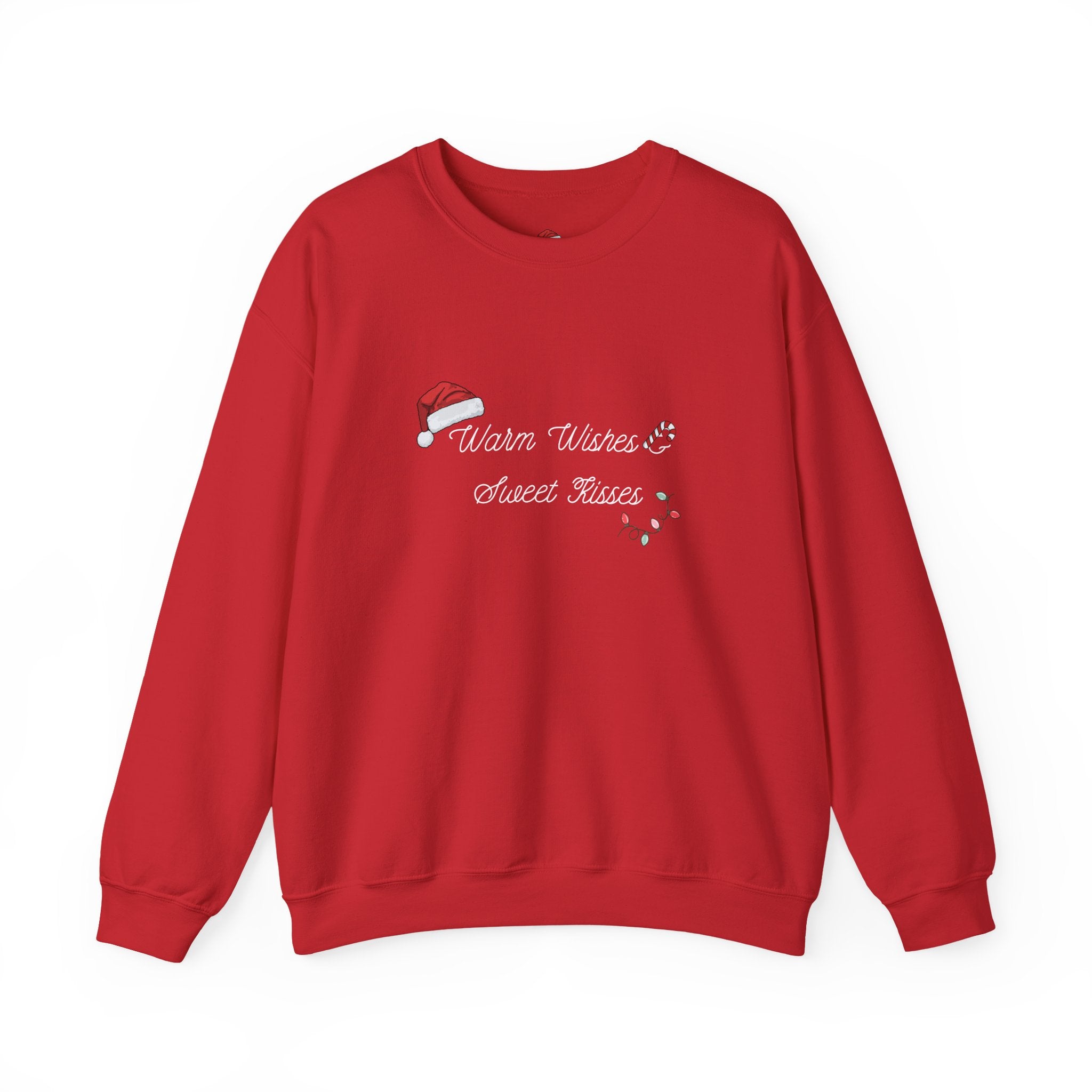Crewneck Sweatshirt — "Warm Wishes & Sweet Kisses" Candy Cane Christmas Design - Eamden